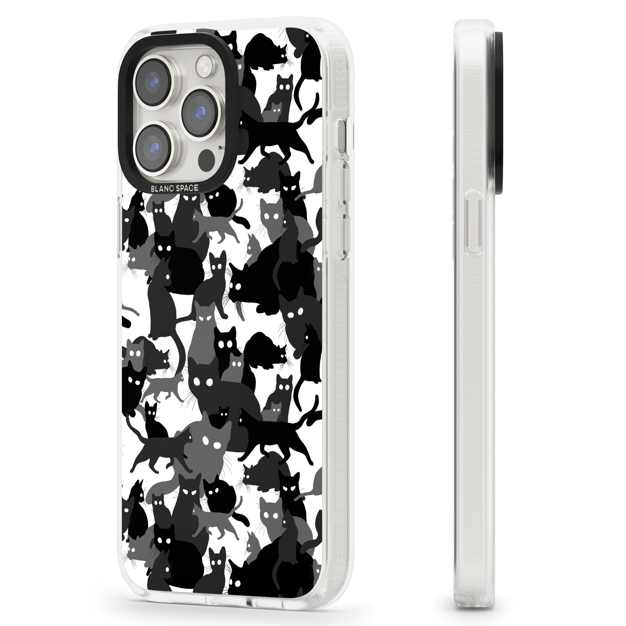 Black & White Cat Camouflage iPhone 15 Pro Max / 15 Pro / 14 Pro Max / 14 Pro / 13 Pro Clear Case Impact Air - Blanc Space