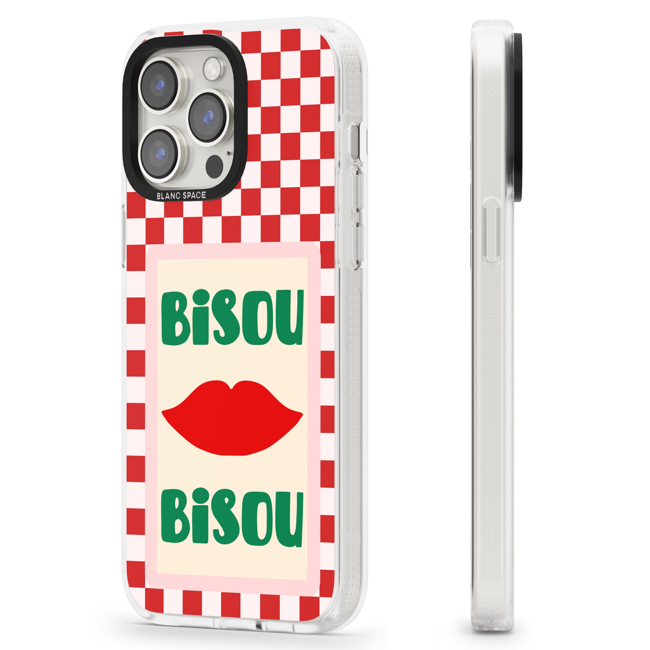 Bisou iPhone 15 Pro Max / 15 Pro / 14 Pro Max / 14 Pro / 13 Pro Clear Case Impact Air - Blanc Space