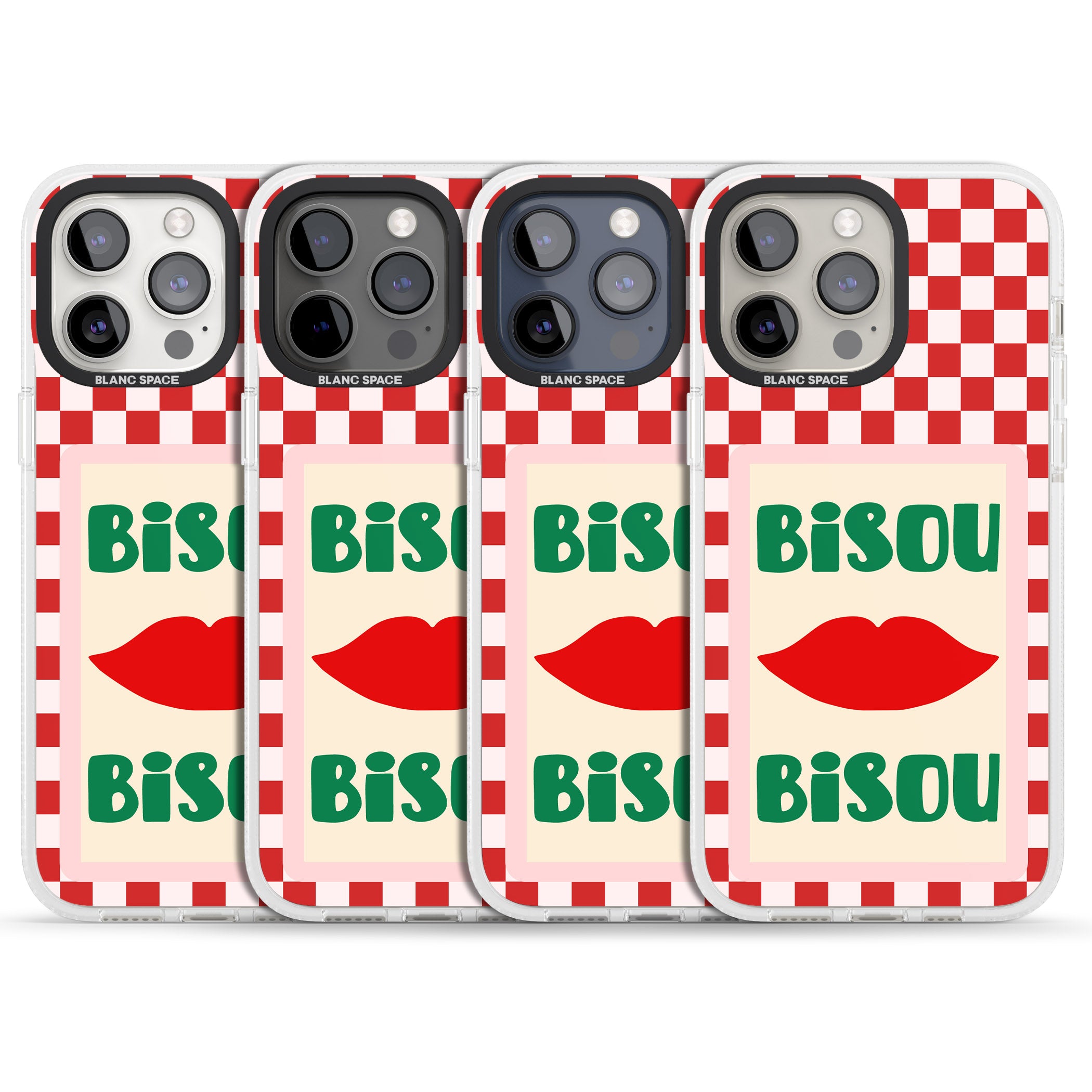 Bisou iPhone 15 Pro Max / 15 Pro / 14 Pro Max / 14 Pro / 13 Pro Clear Case Impact Air - Blanc Space