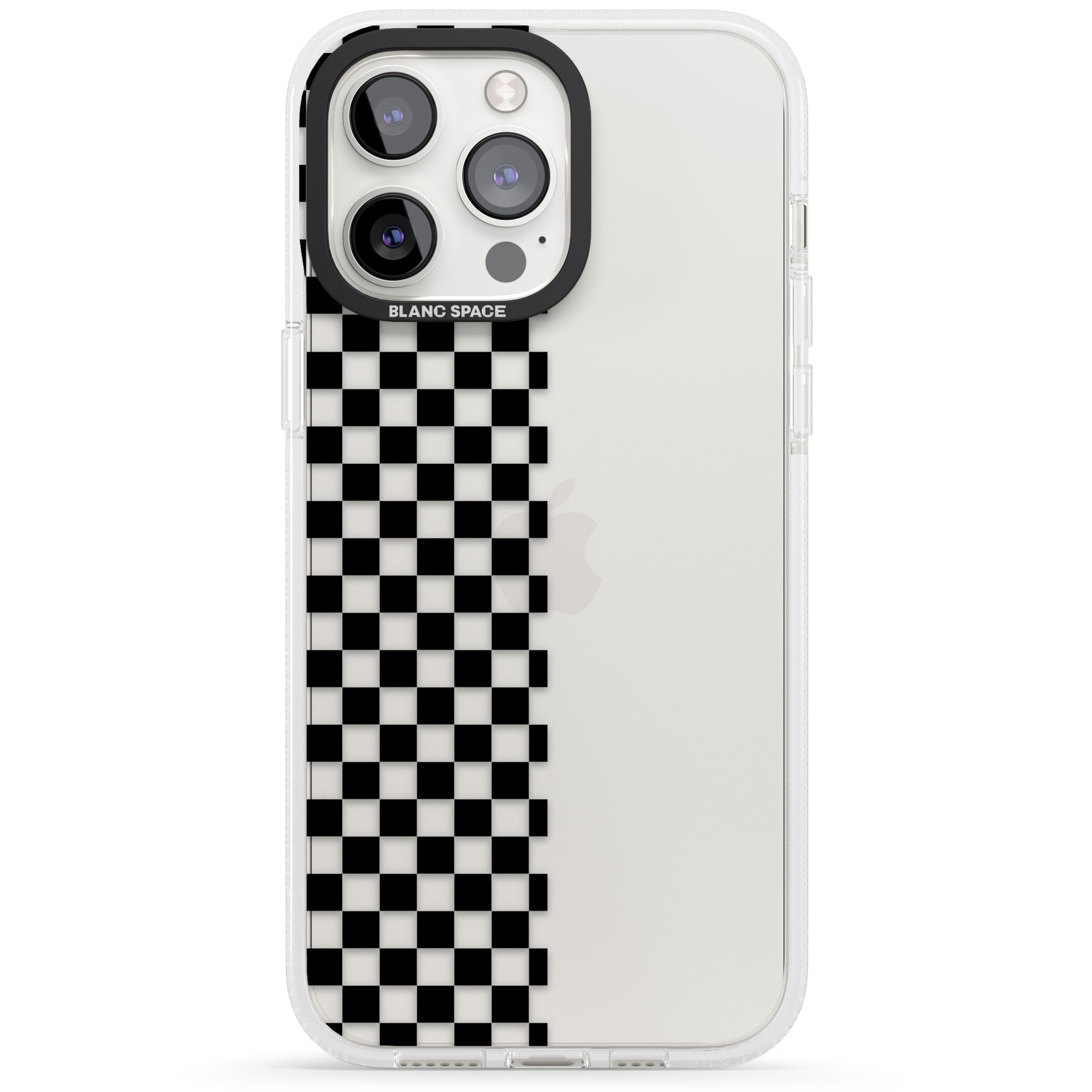 Checker: Half Black Check on Clear iPhone 15 Pro Max / 15 Pro / 14 Pro Max / 14 Pro / 13 Pro Clear Case Impact Air - Blanc Space