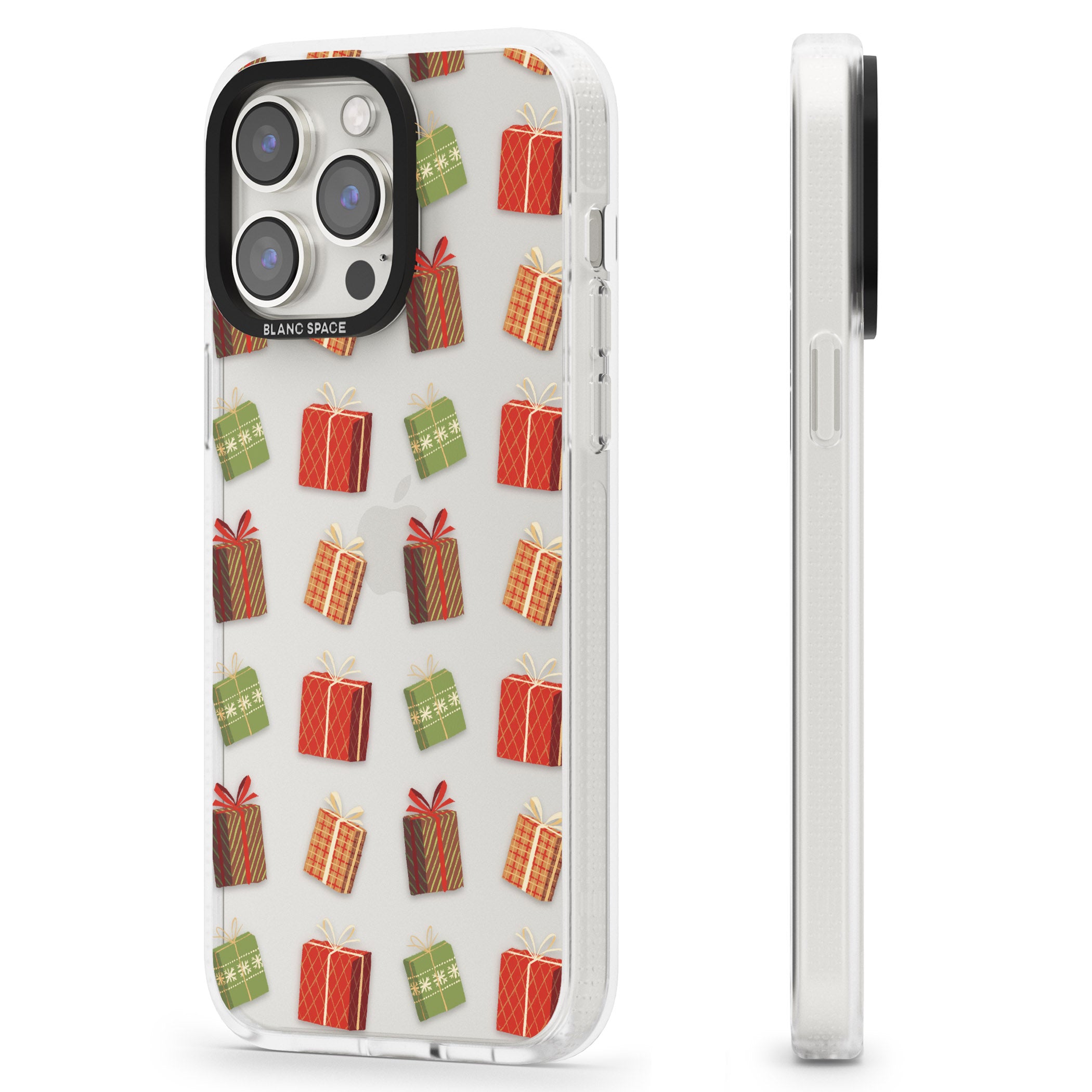 Christmas Presents Pattern iPhone 15 Pro Max / 15 Pro / 14 Pro Max / 14 Pro / 13 Pro Clear Case Impact Air - Blanc Space