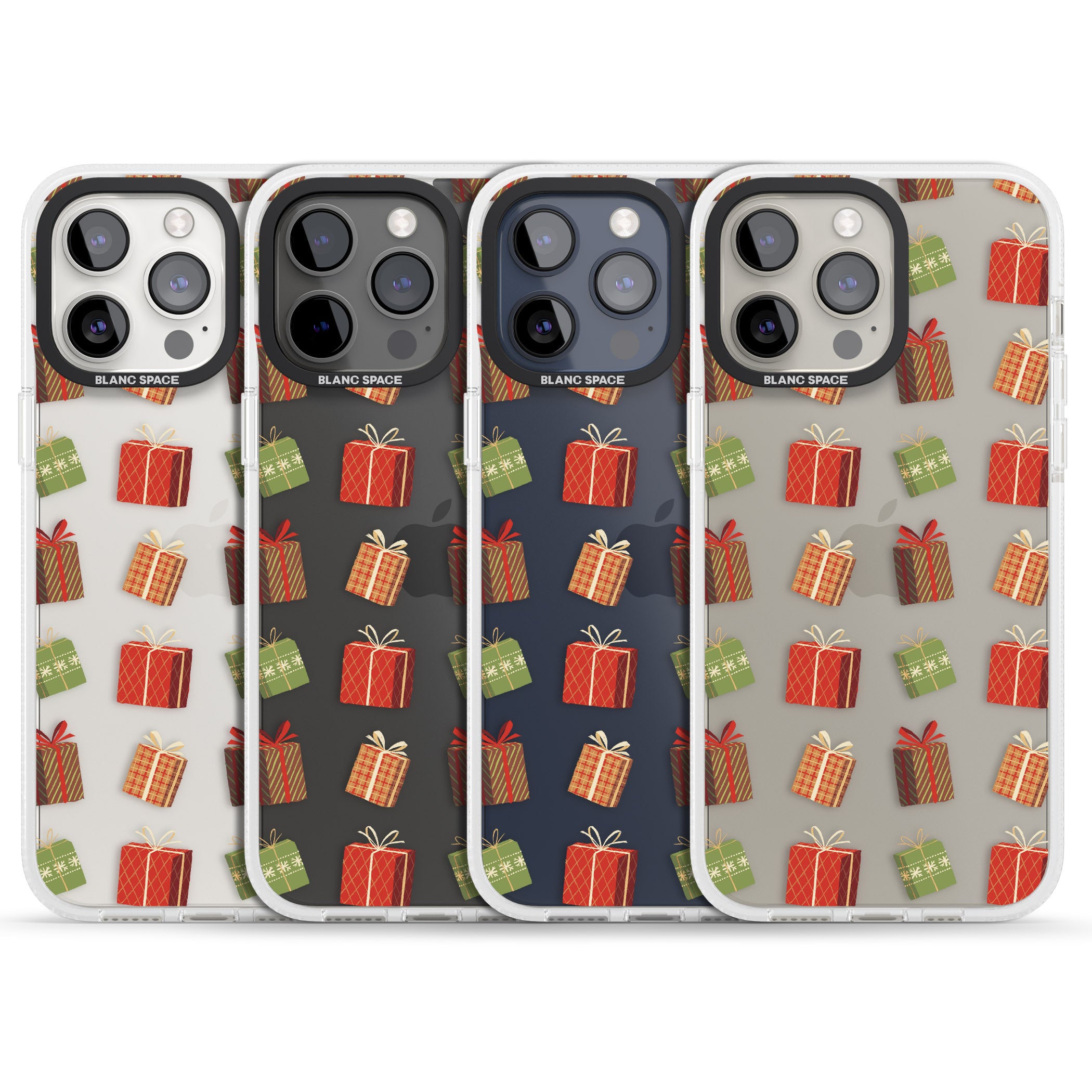 Christmas Presents Pattern iPhone 15 Pro Max / 15 Pro / 14 Pro Max / 14 Pro / 13 Pro Clear Case Impact Air - Blanc Space