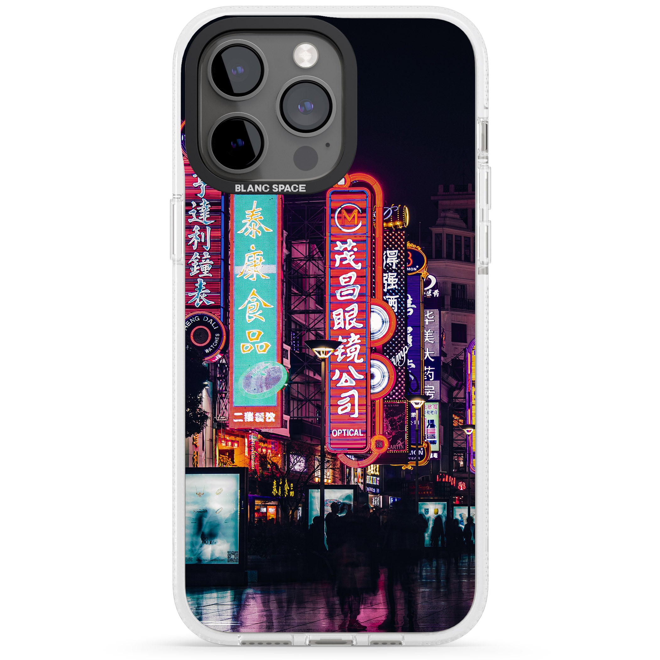 Busy Street - Neon Cities Photographs iPhone 15 Pro Max / 15 Pro / 14 Pro Max / 14 Pro / 13 Pro Clear Case Impact Air - Blanc Space