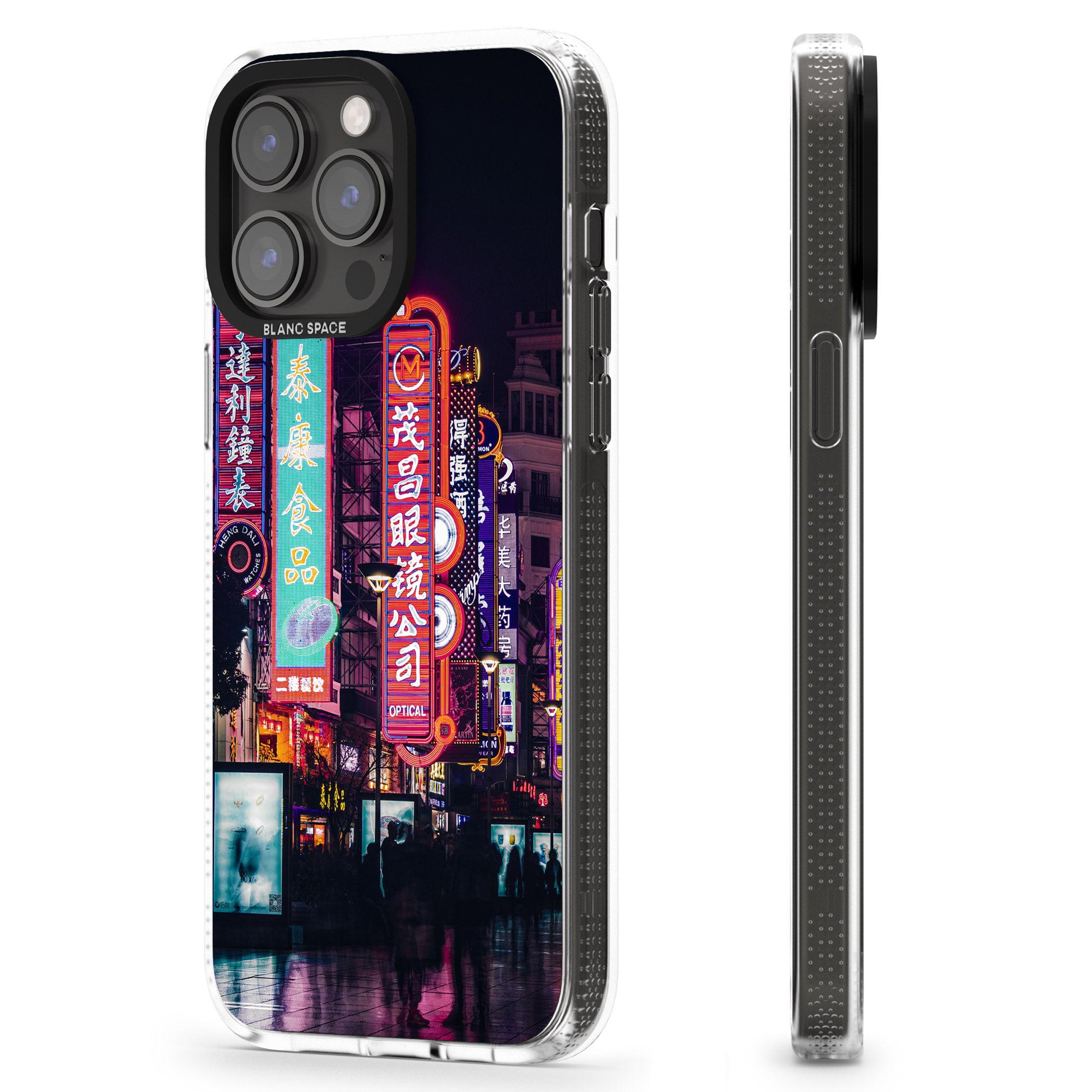 Busy Street - Neon Cities Photographs iPhone 15 Pro Max / 15 Pro / 14 Pro Max / 14 Pro / 13 Pro Clear Case Impact Air - Blanc Space