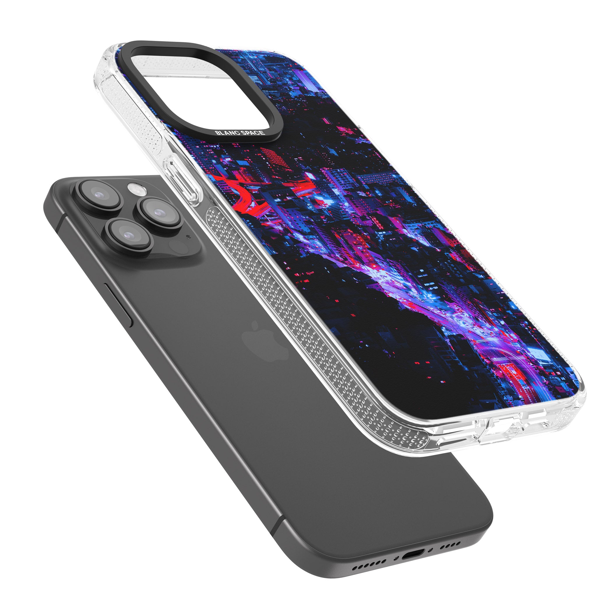 Arial City View - Neon Cities Photographs iPhone 15 Pro Max / 15 Pro / 14 Pro Max / 14 Pro / 13 Pro Clear Case Impact Air - Blanc Space