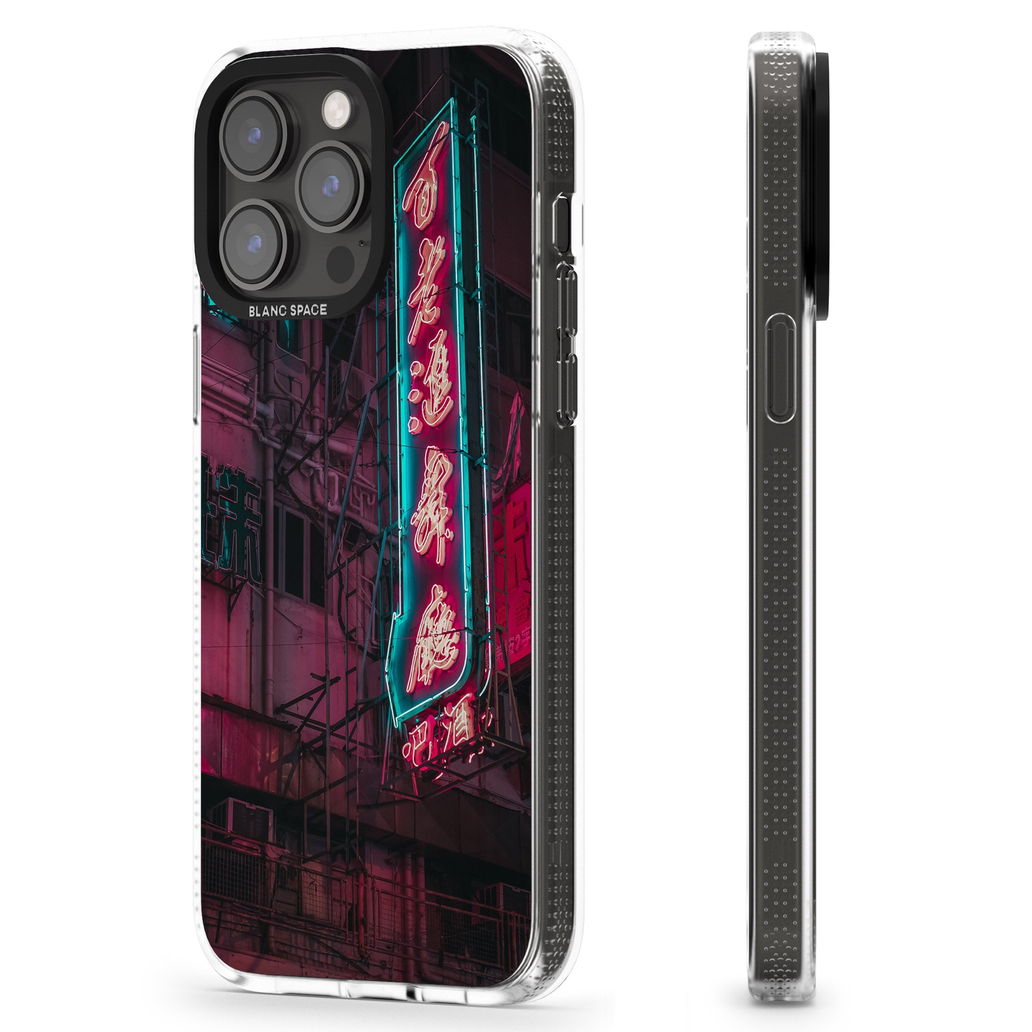 Large Kanji Sign - Neon Cities Photographs iPhone 15 Pro Max / 15 Pro / 14 Pro Max / 14 Pro / 13 Pro Clear Case Impact Air - Blanc Space