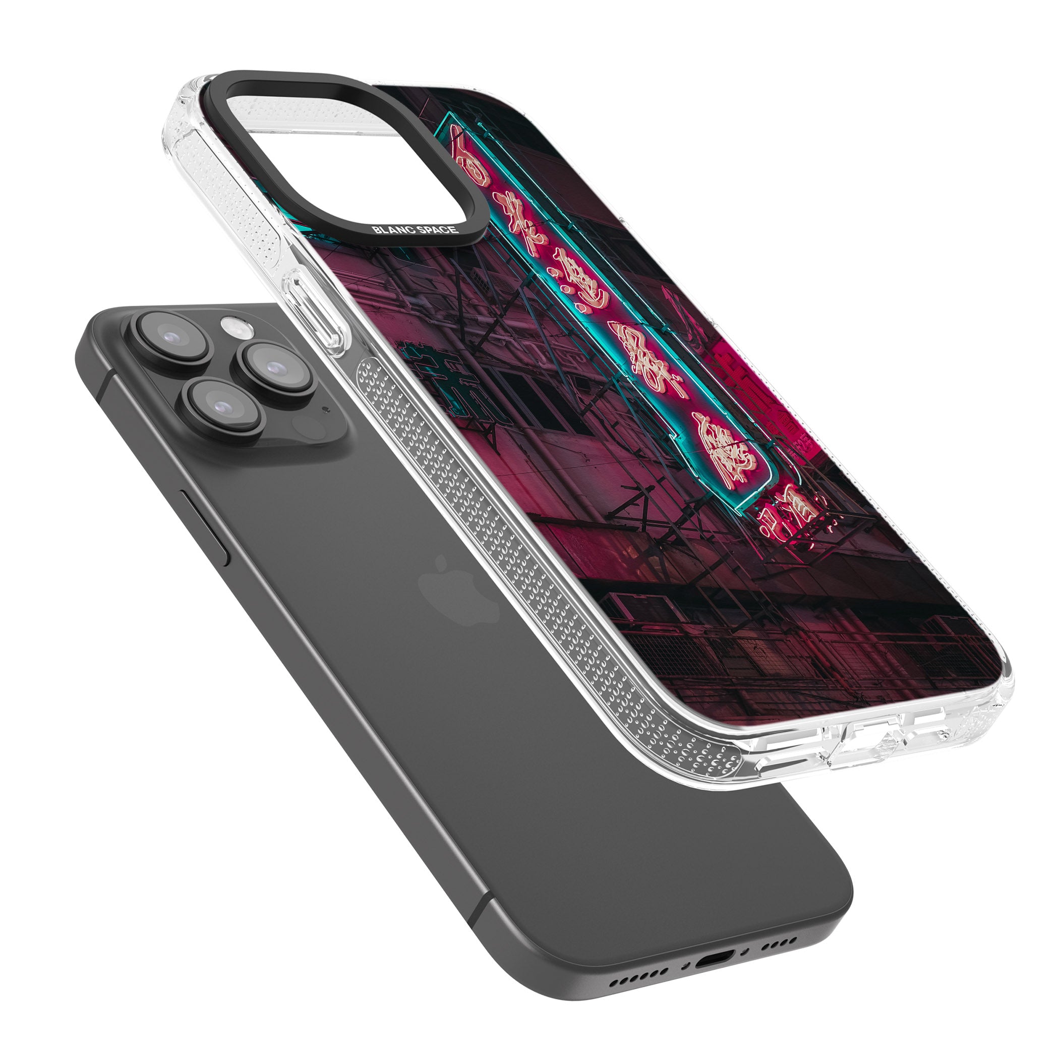 Large Kanji Sign - Neon Cities Photographs iPhone 15 Pro Max / 15 Pro / 14 Pro Max / 14 Pro / 13 Pro Clear Case Impact Air - Blanc Space