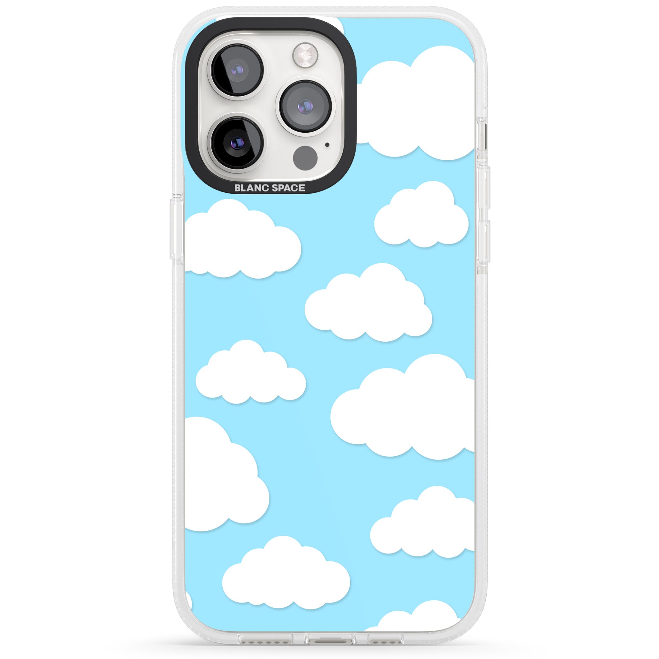 Blue Sky & Clouds Pattern iPhone 15 Pro Max / 15 Pro / 14 Pro Max / 14 Pro / 13 Pro Clear Case Impact Air - Blanc Space
