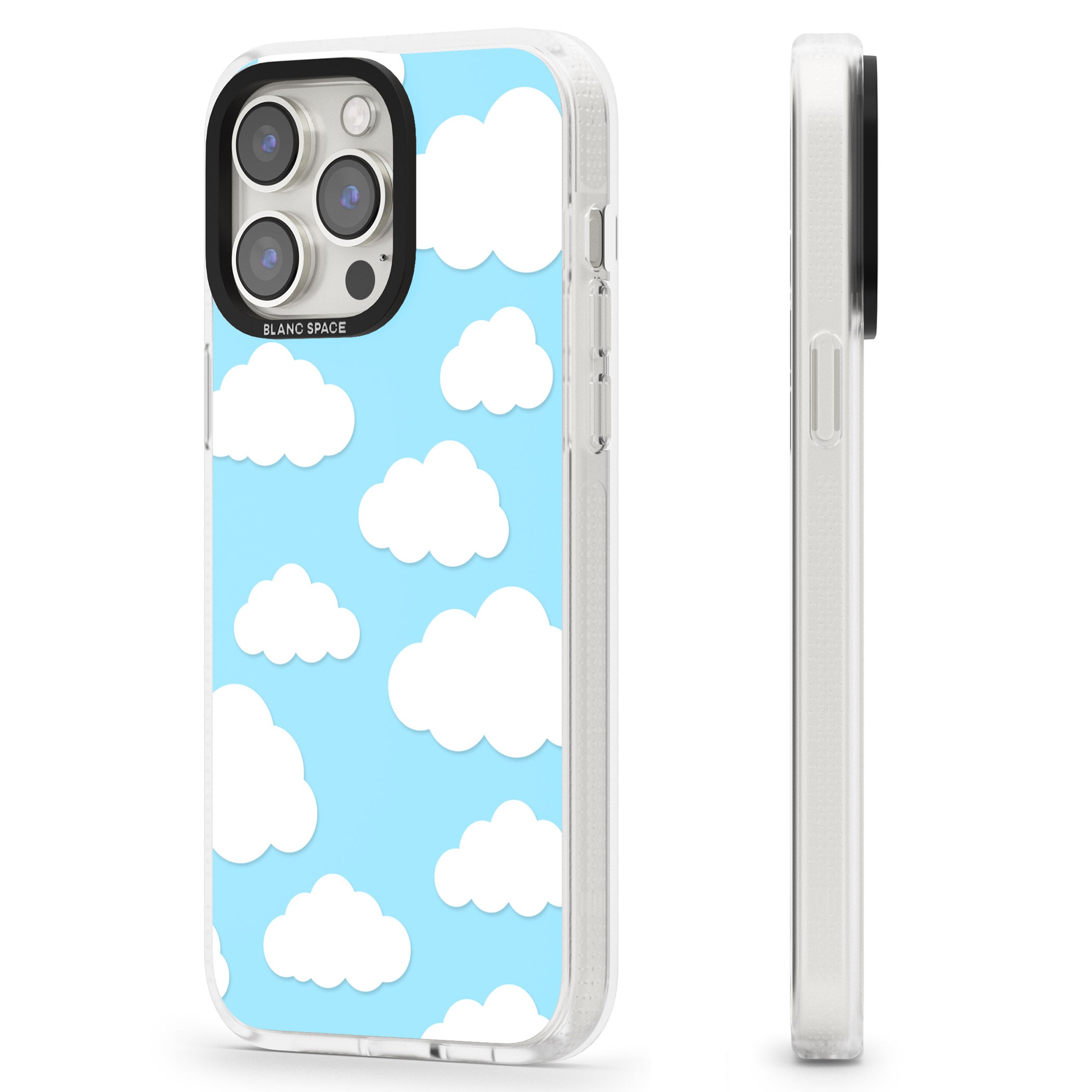 Blue Sky & Clouds Pattern iPhone 15 Pro Max / 15 Pro / 14 Pro Max / 14 Pro / 13 Pro Clear Case Impact Air - Blanc Space