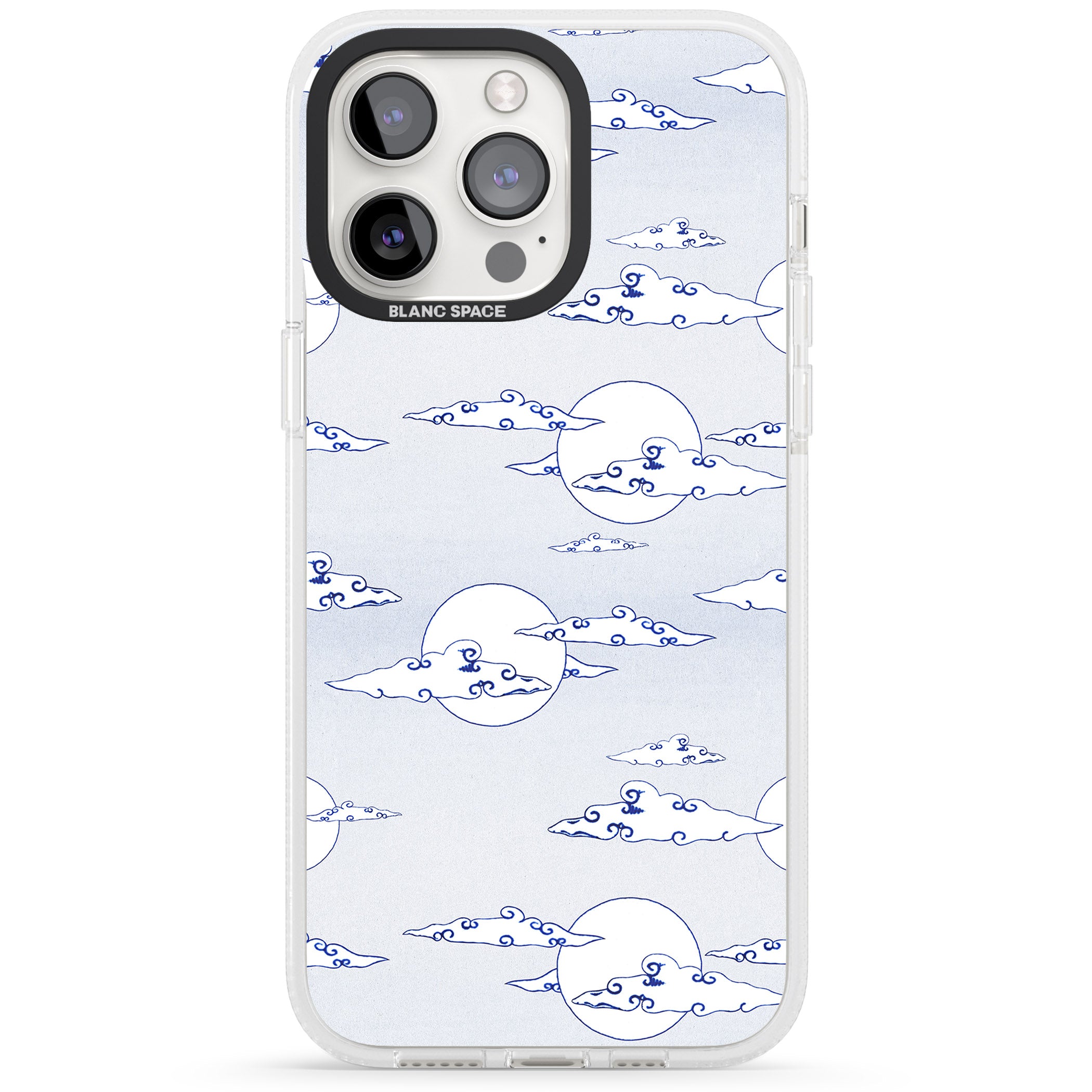 Moon & Clouds iPhone 15 Pro Max / 15 Pro / 14 Pro Max / 14 Pro / 13 Pro Clear Case Impact Air - Blanc Space