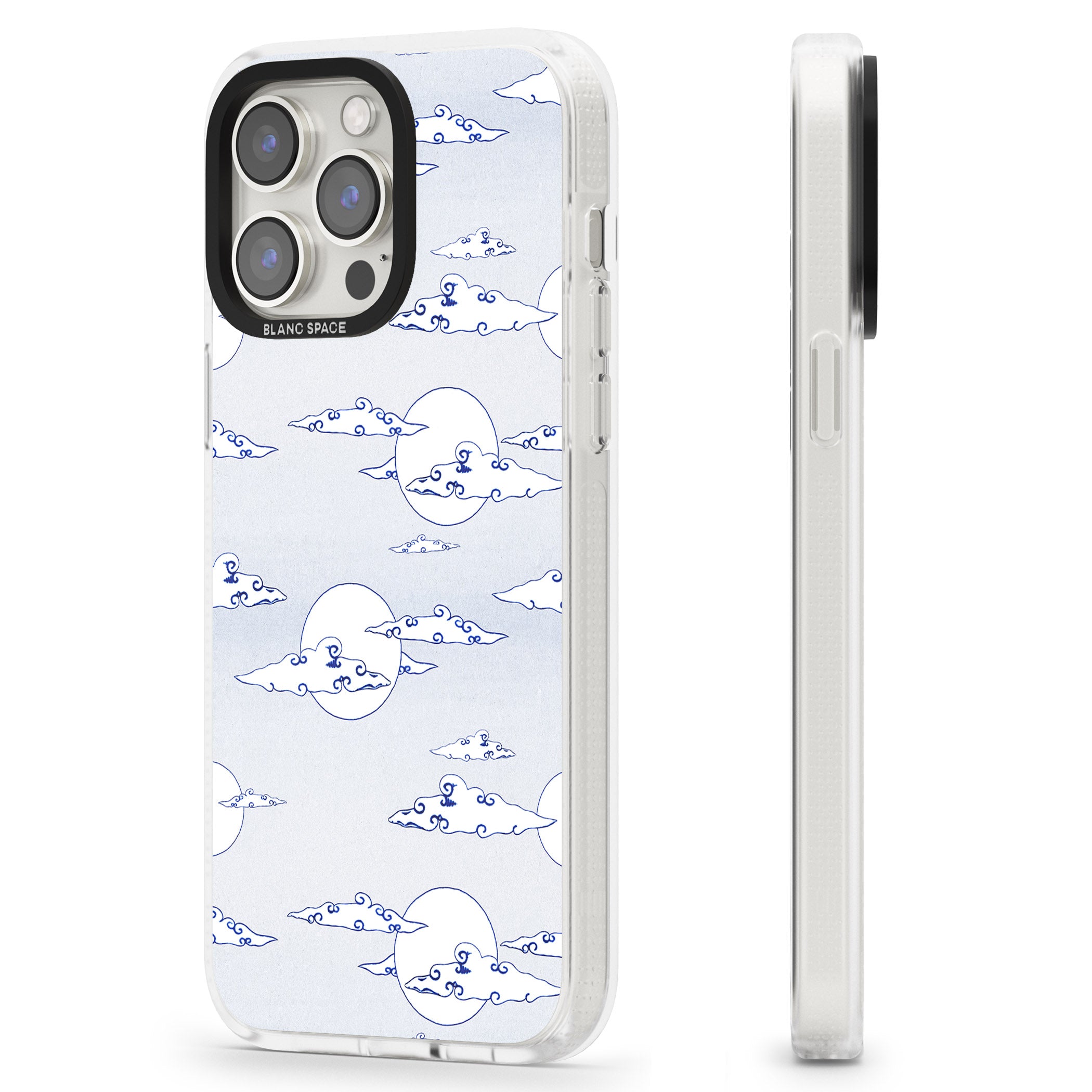 Moon & Clouds iPhone 15 Pro Max / 15 Pro / 14 Pro Max / 14 Pro / 13 Pro Clear Case Impact Air - Blanc Space