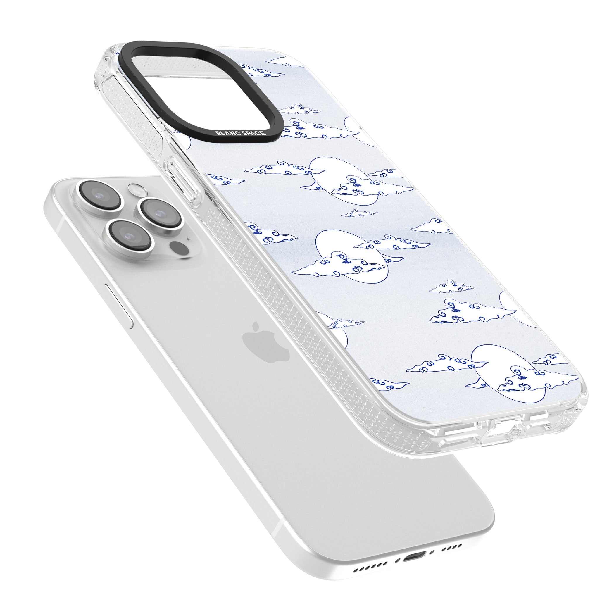 Moon & Clouds iPhone 15 Pro Max / 15 Pro / 14 Pro Max / 14 Pro / 13 Pro Clear Case Impact Air - Blanc Space