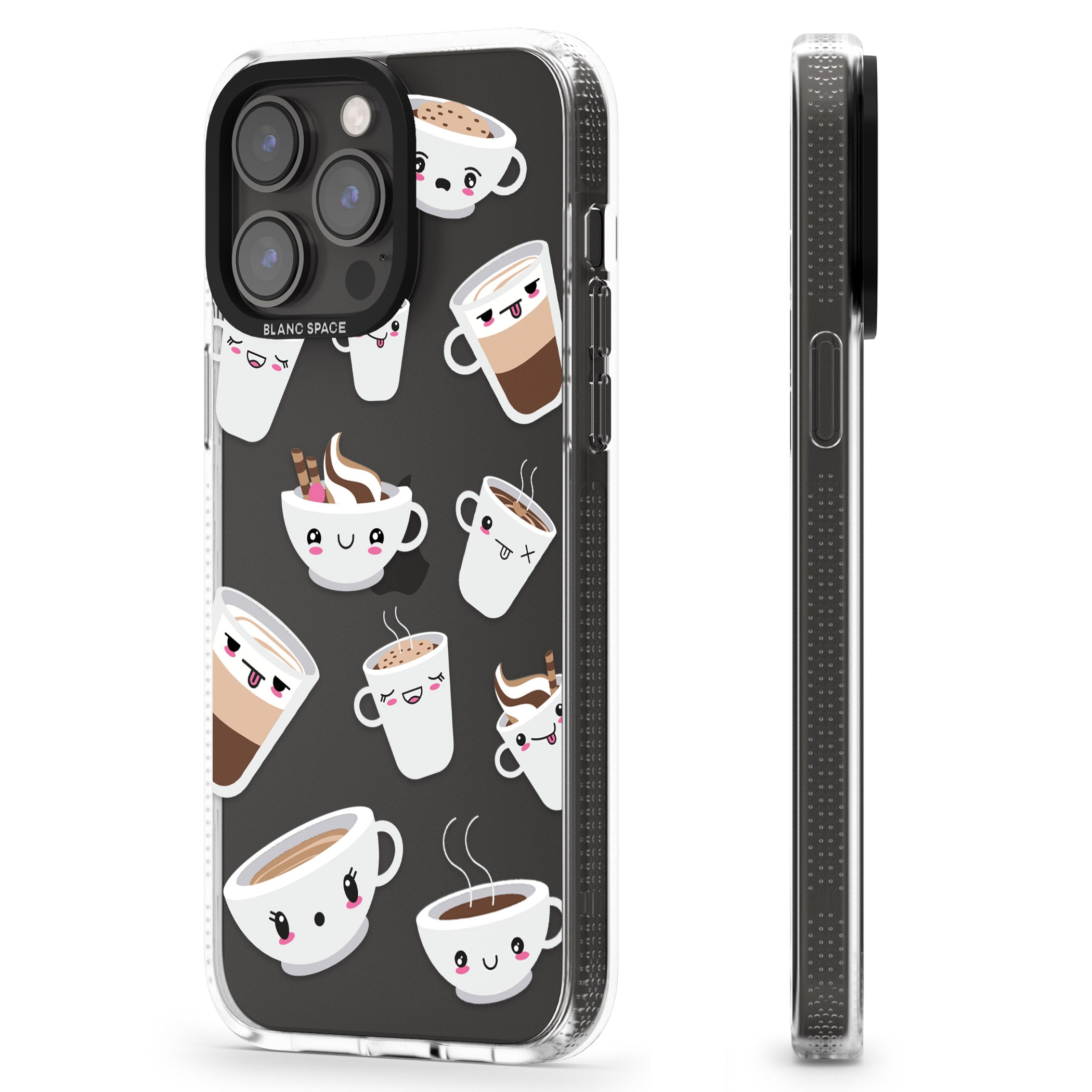 Coffee Faces iPhone 15 Pro Max / 15 Pro / 14 Pro Max / 14 Pro / 13 Pro Clear Case Impact Air - Blanc Space
