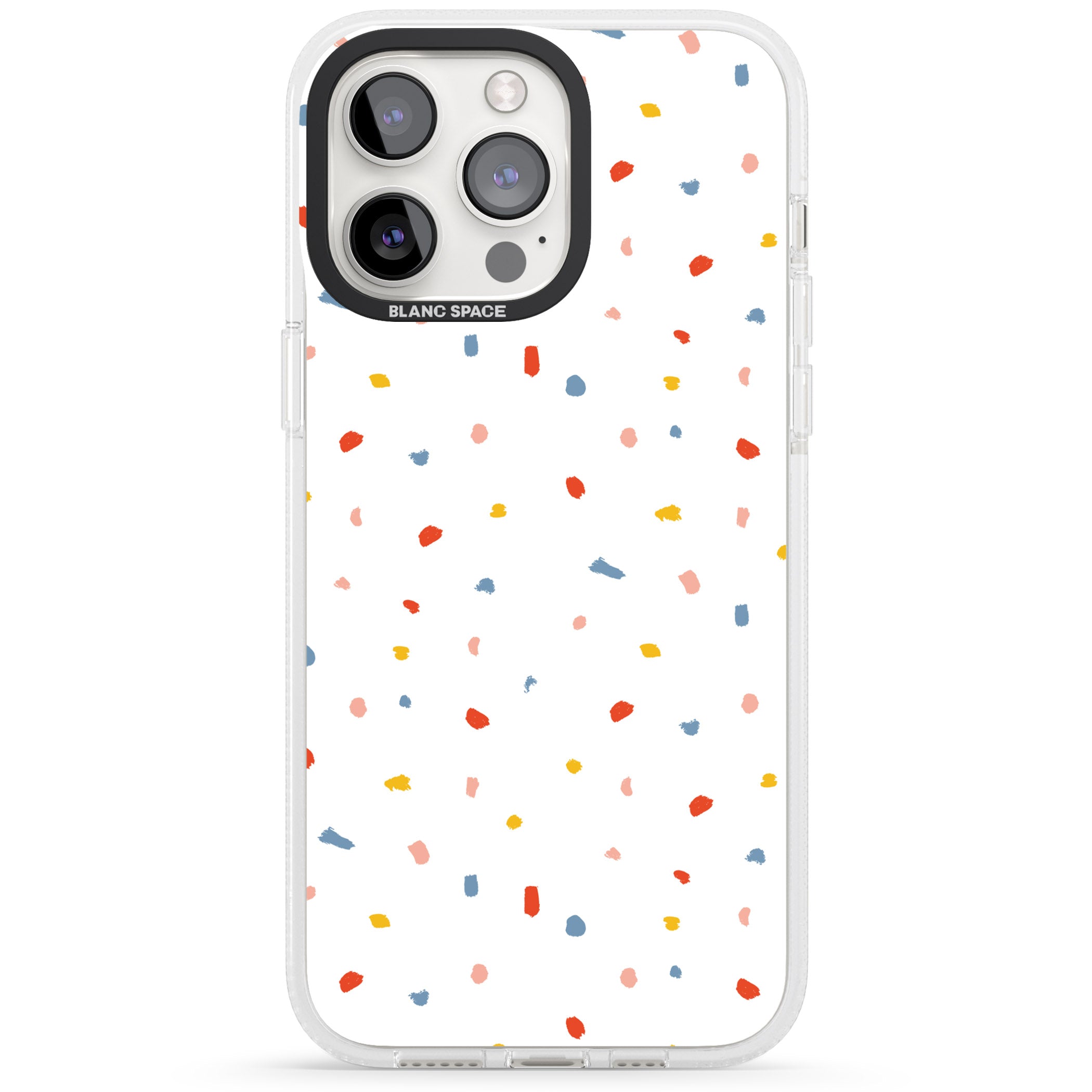 Confetti Print on Solid White iPhone 15 Pro Max / 15 Pro / 14 Pro Max / 14 Pro / 13 Pro Clear Case Impact Air - Blanc Space