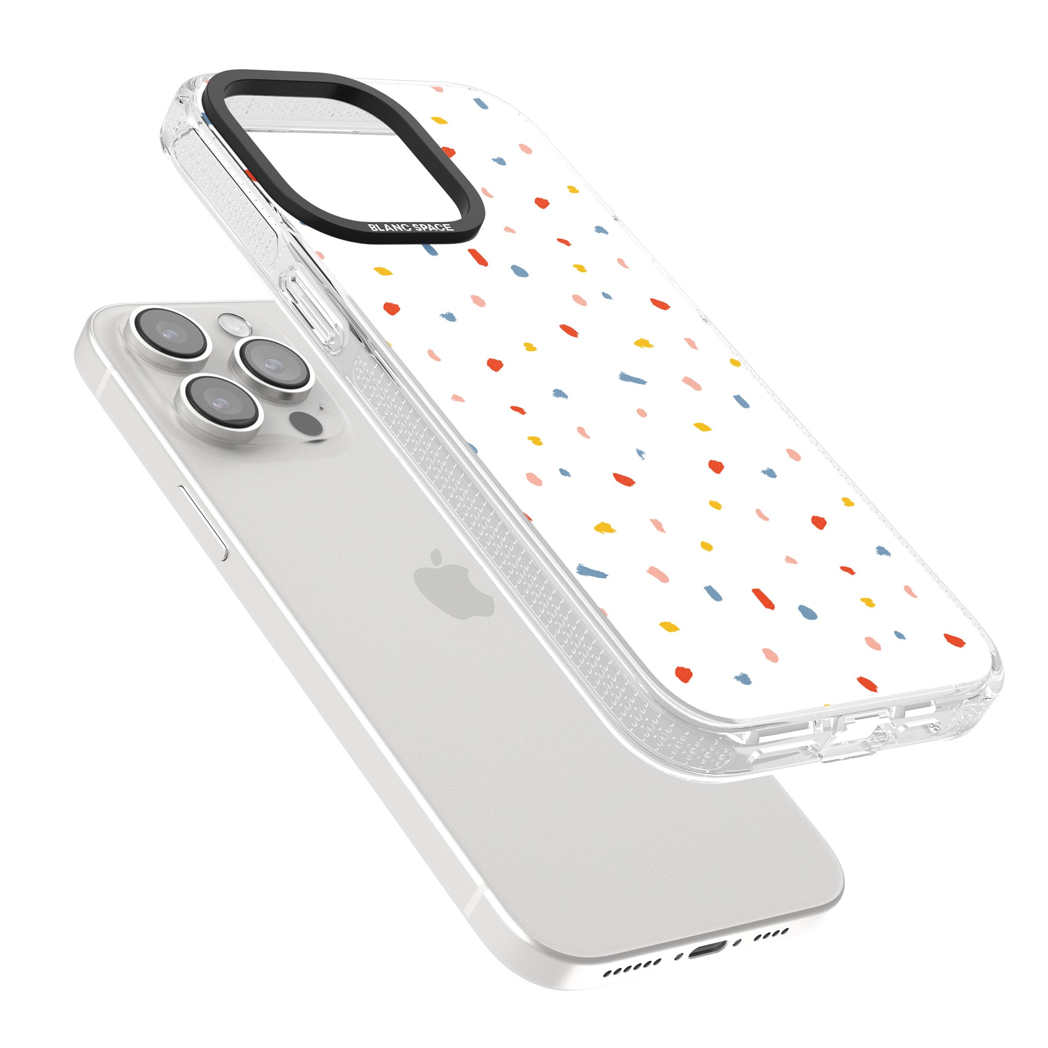 Confetti Print on Solid White iPhone 15 Pro Max / 15 Pro / 14 Pro Max / 14 Pro / 13 Pro Clear Case Impact Air - Blanc Space