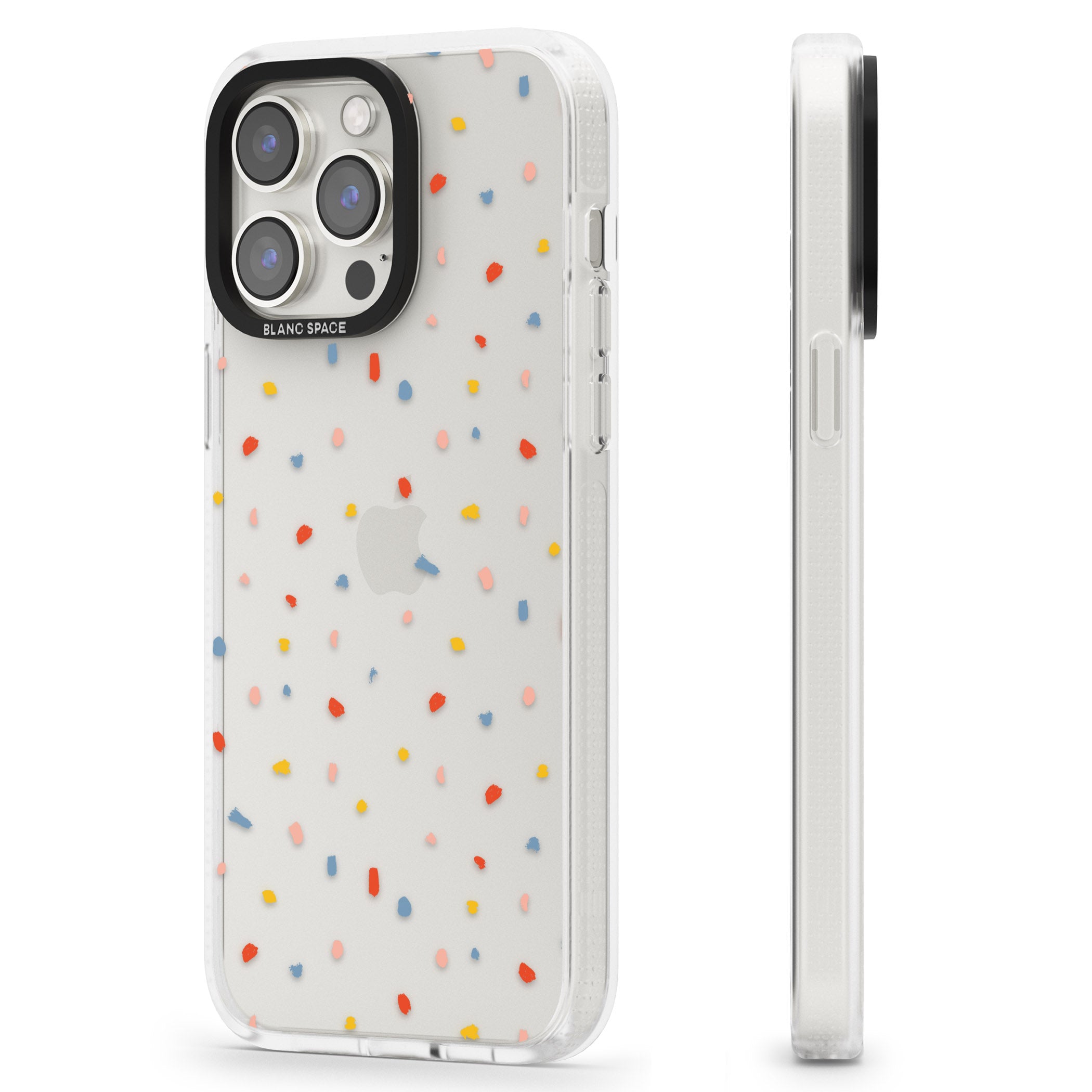 Small Confetti Print Clear iPhone 15 Pro Max / 15 Pro / 14 Pro Max / 14 Pro / 13 Pro Clear Case Impact Air - Blanc Space