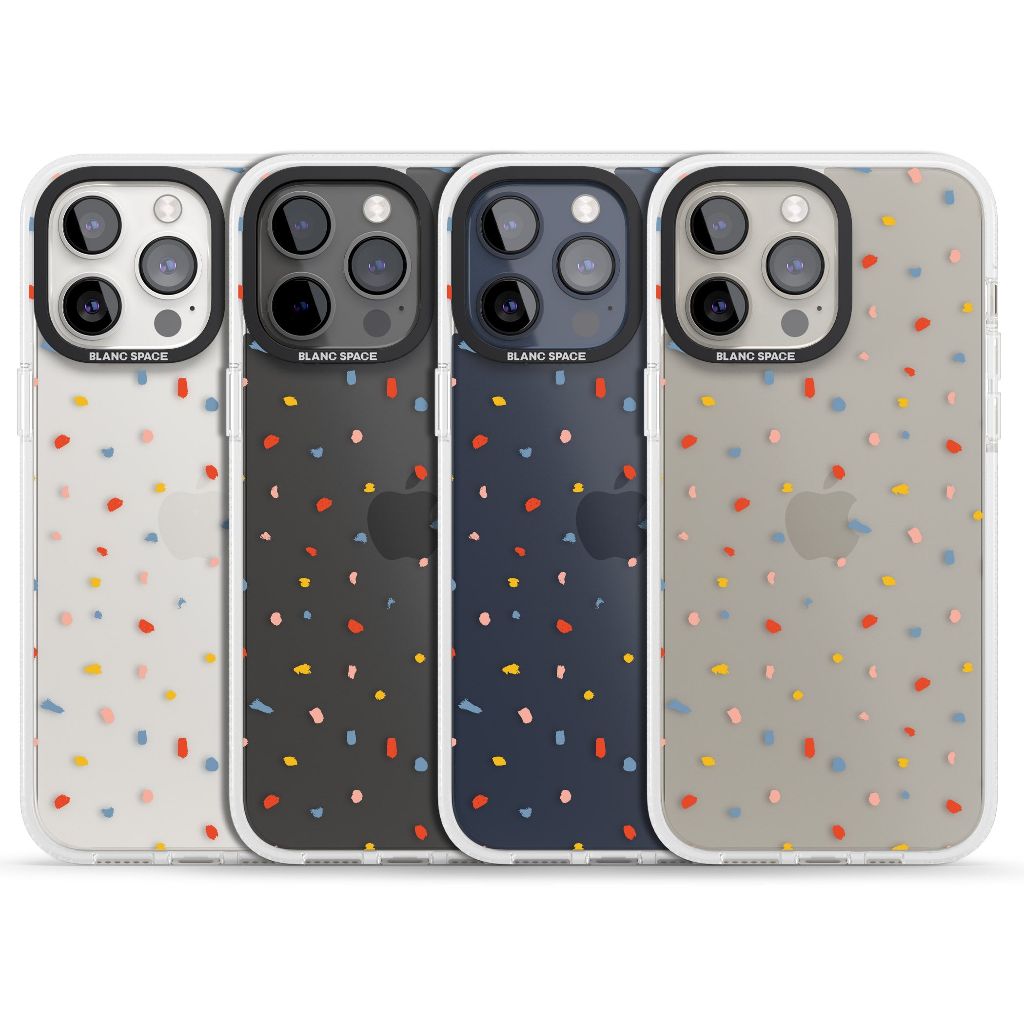 Small Confetti Print Clear iPhone 15 Pro Max / 15 Pro / 14 Pro Max / 14 Pro / 13 Pro Clear Case Impact Air - Blanc Space