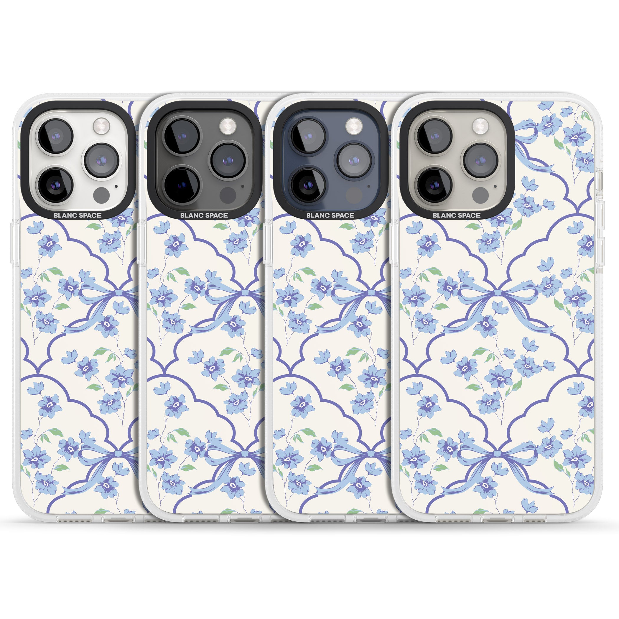 Blue Cottage Floral iPhone 15 Pro Max / 15 Pro / 14 Pro Max / 14 Pro / 13 Pro Clear Case Impact Air - Blanc Space
