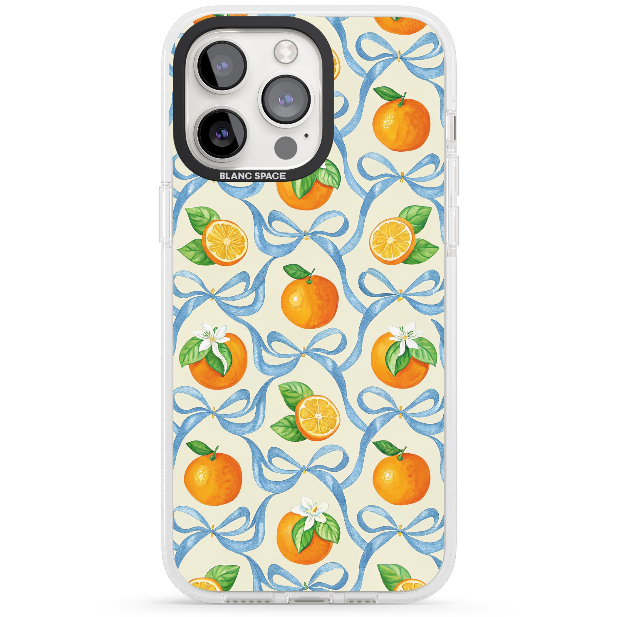 Bows & Clementines iPhone 15 Pro Max / 15 Pro / 14 Pro Max / 14 Pro / 13 Pro Clear Case Impact Air - Blanc Space
