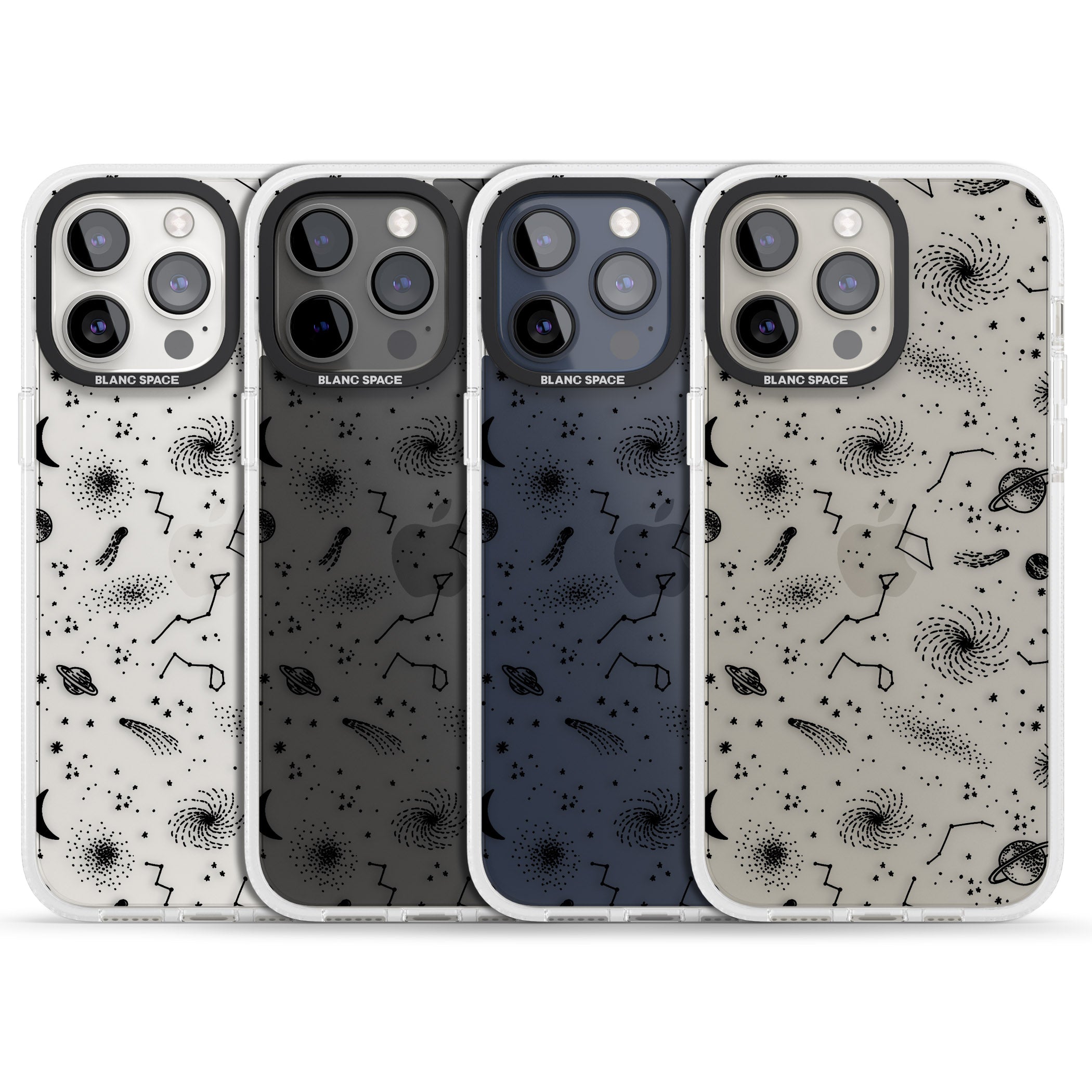 Mixed Galaxy Pattern iPhone 15 Pro Max / 15 Pro / 14 Pro Max / 14 Pro / 13 Pro Clear Case Impact Air - Blanc Space