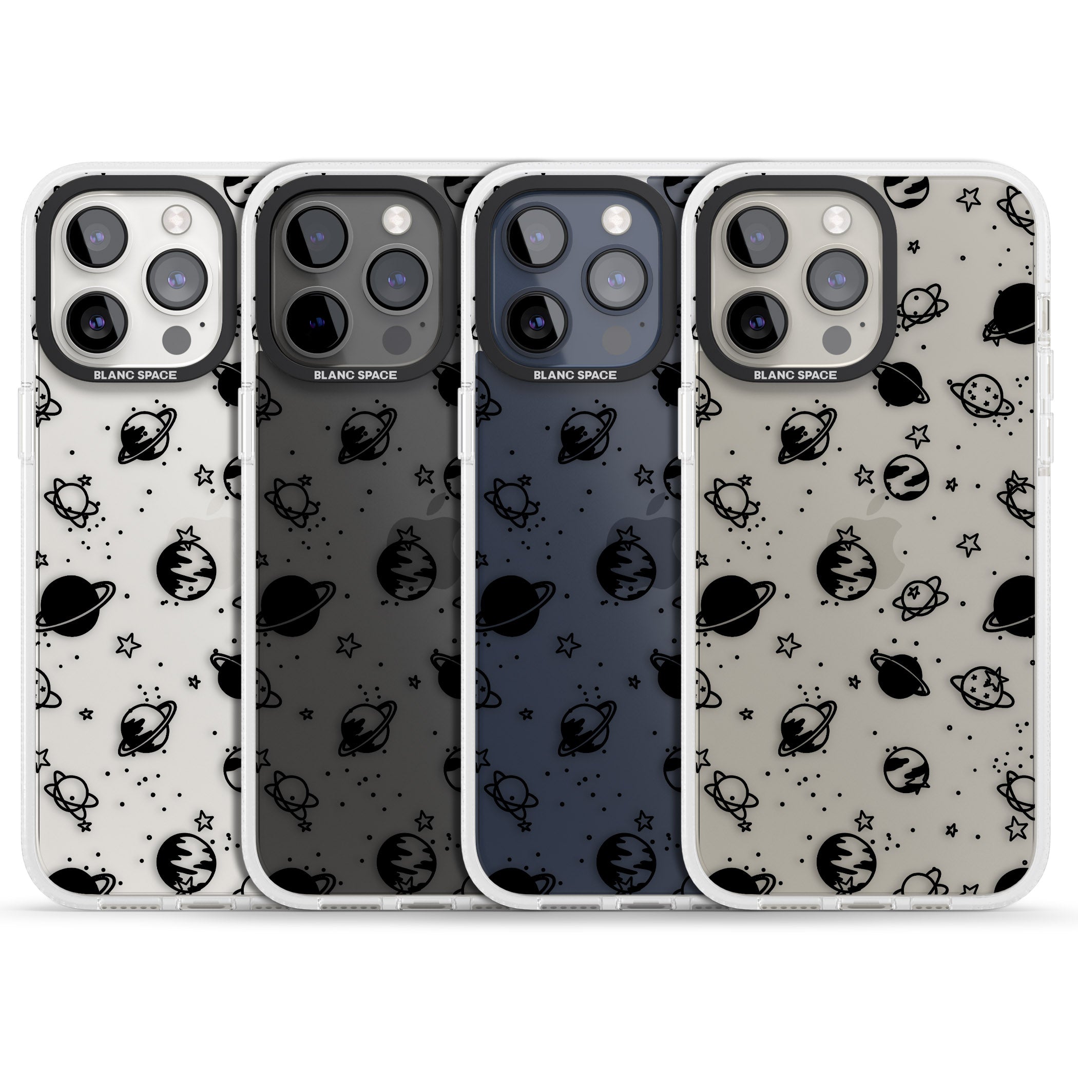 Planets iPhone 15 Pro Max / 15 Pro / 14 Pro Max / 14 Pro / 13 Pro Clear Case Impact Air - Blanc Space