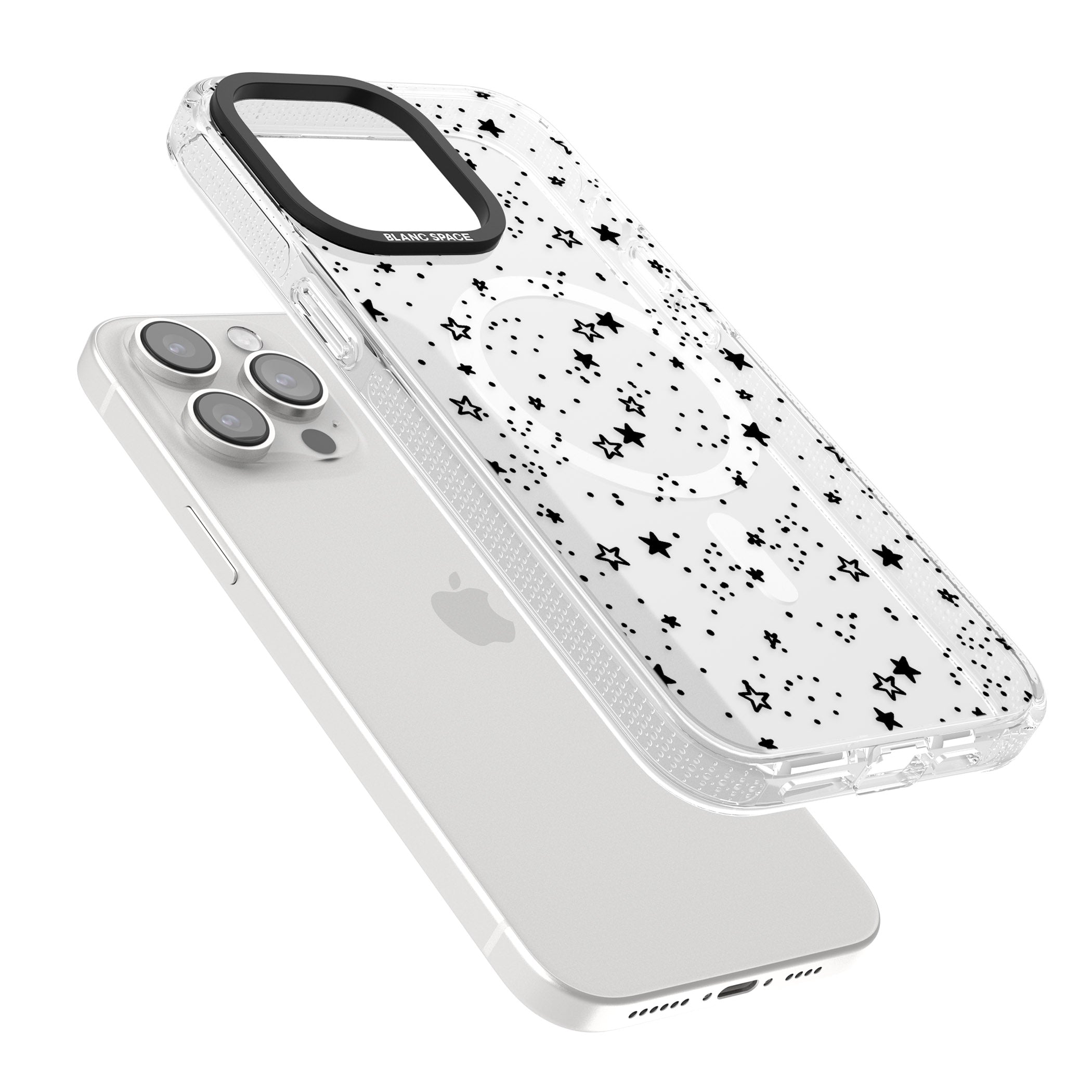 Mixed Stars iPhone 15 Pro Max / 15 Pro / 14 Pro Max / 14 Pro / 13 Pro Clear Case Impact Air - Blanc Space