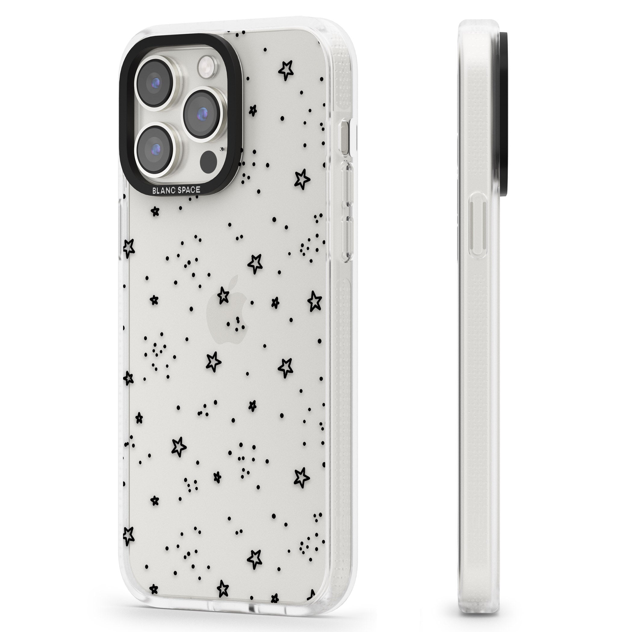 Star Outlines iPhone 15 Pro Max / 15 Pro / 14 Pro Max / 14 Pro / 13 Pro Clear Case Impact Air - Blanc Space