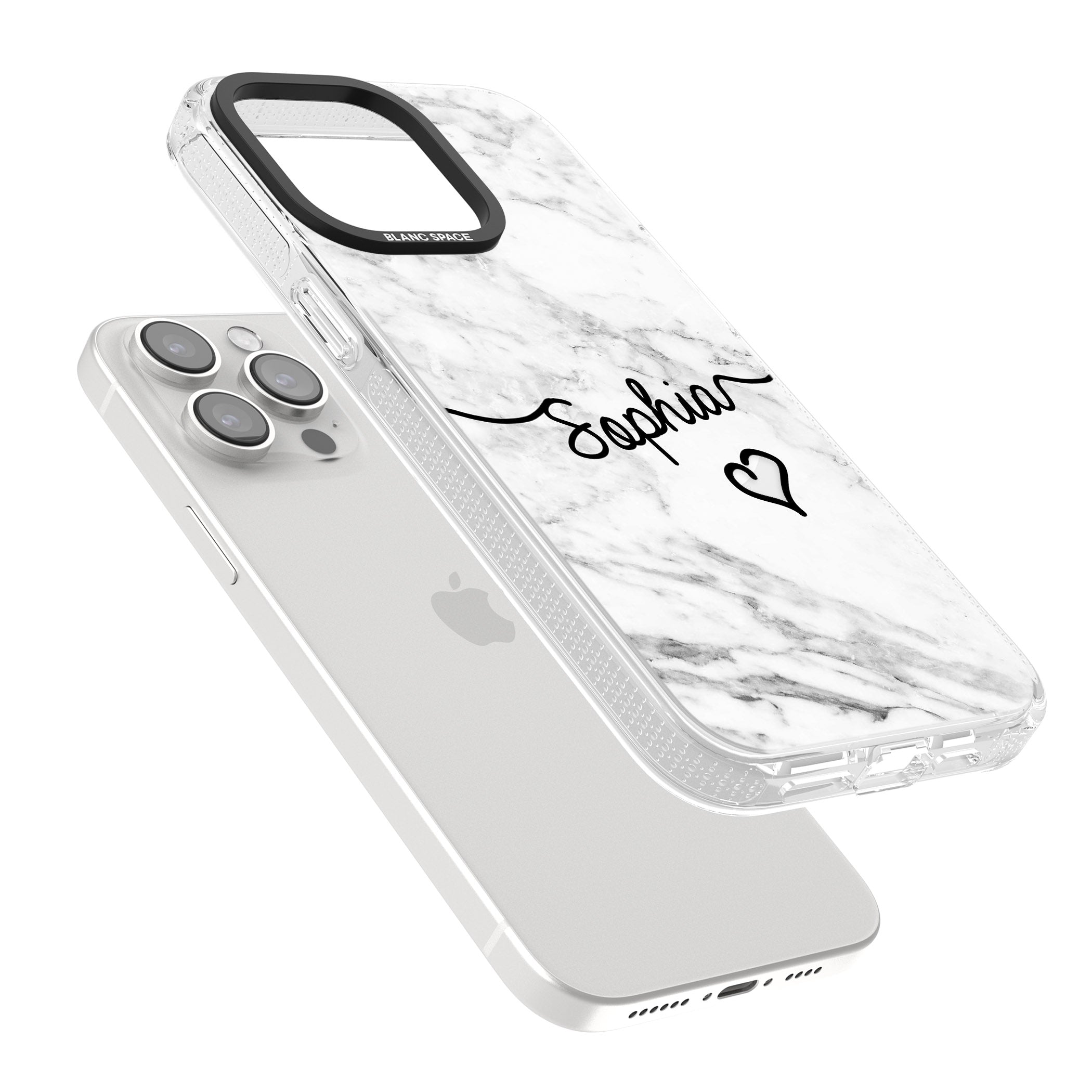 White Marble iPhone 15 Pro Max / 15 Pro / 14 Pro Max / 14 Pro / 13 Pro Clear Case Impact Air - Blanc Space