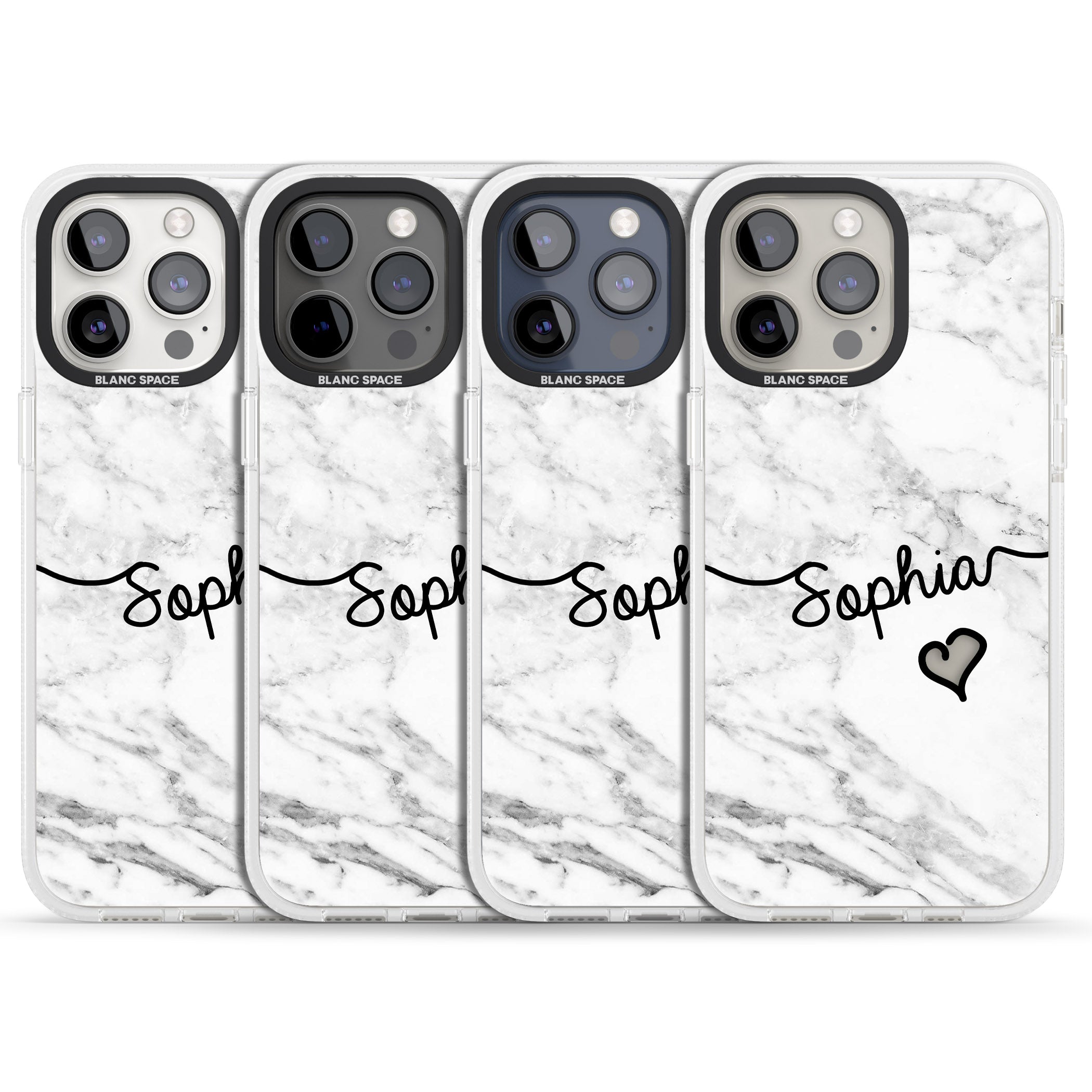 White Marble iPhone 15 Pro Max / 15 Pro / 14 Pro Max / 14 Pro / 13 Pro Clear Case Impact Air - Blanc Space