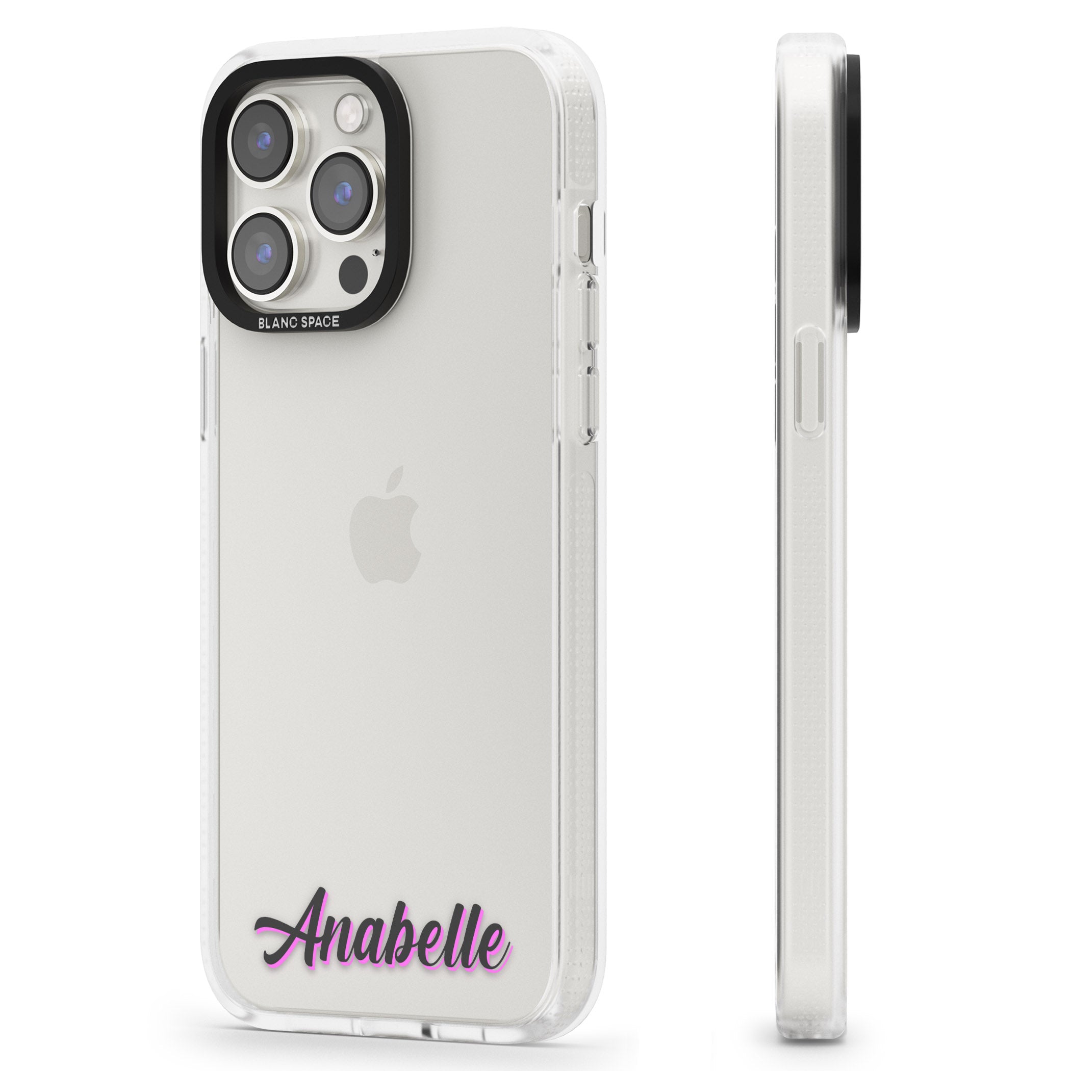 Personalised Clear Text 2B iPhone 15 Pro Max / 15 Pro / 14 Pro Max / 14 Pro / 13 Pro Clear Case Impact Air - Blanc Space