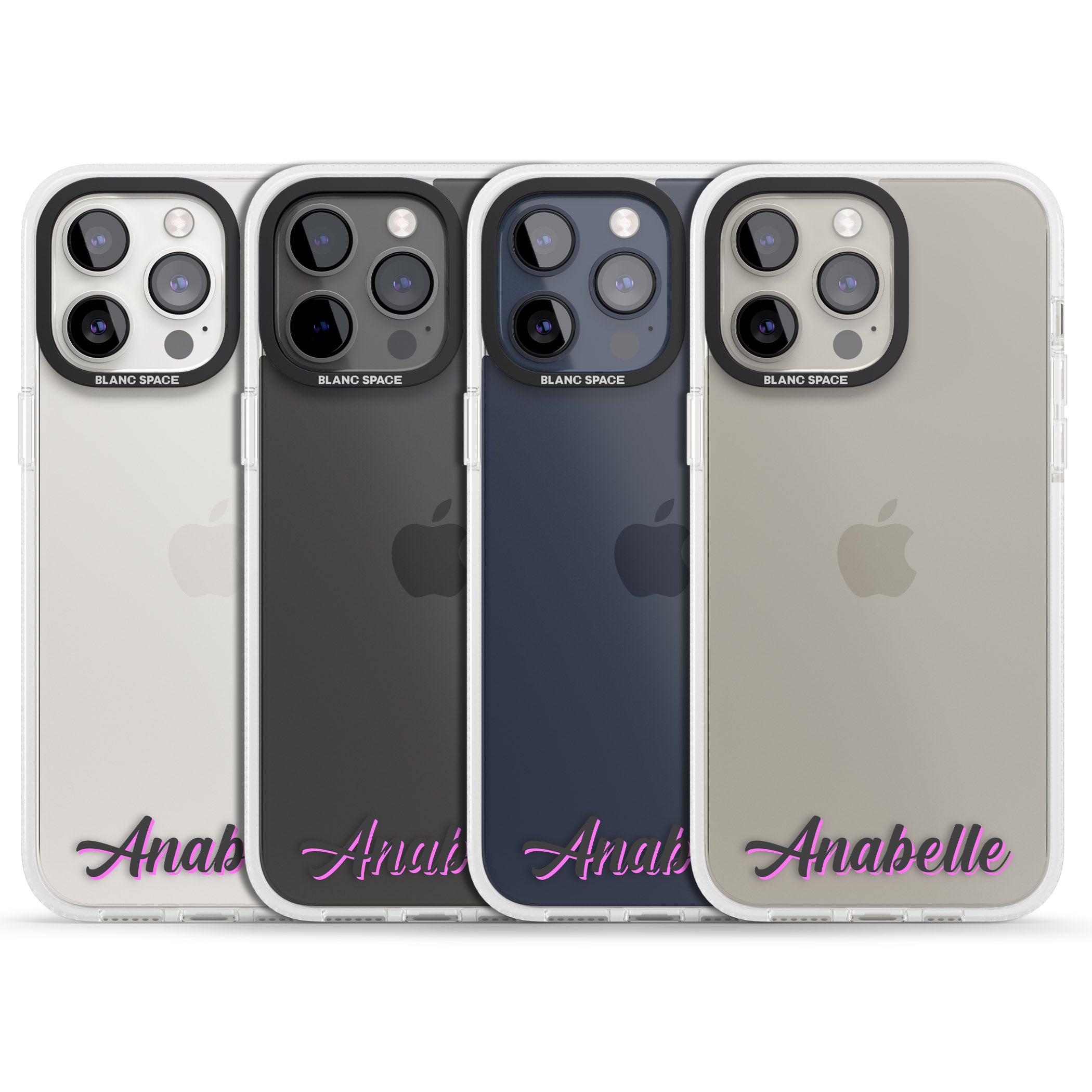 Personalised Clear Text 2B iPhone 15 Pro Max / 15 Pro / 14 Pro Max / 14 Pro / 13 Pro Clear Case Impact Air - Blanc Space