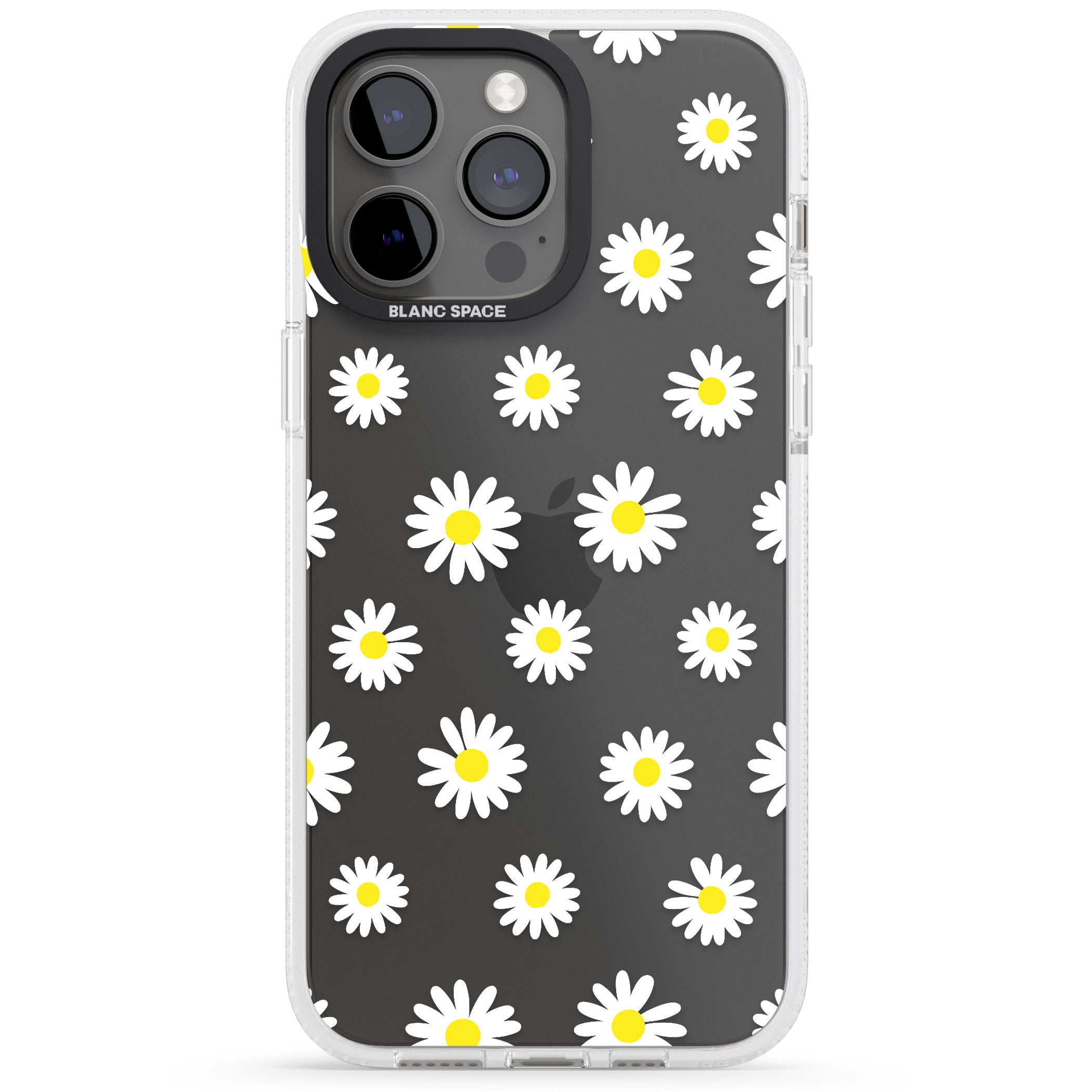 White Daisy Pattern (Clear) iPhone 15 Pro Max / 15 Pro / 14 Pro Max / 14 Pro / 13 Pro Clear Case Impact Air - Blanc Space