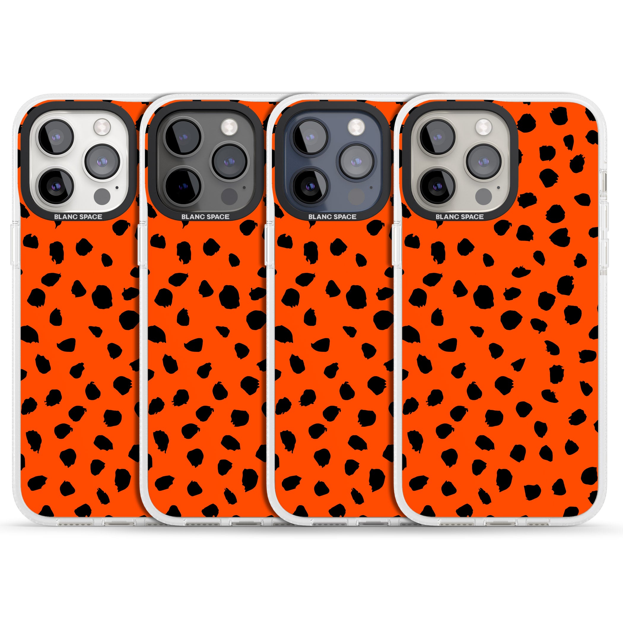 Black & Bright Red Dalmatian Polka Dot Spots iPhone 15 Pro Max / 15 Pro / 14 Pro Max / 14 Pro / 13 Pro Clear Case Impact Air - Blanc Space