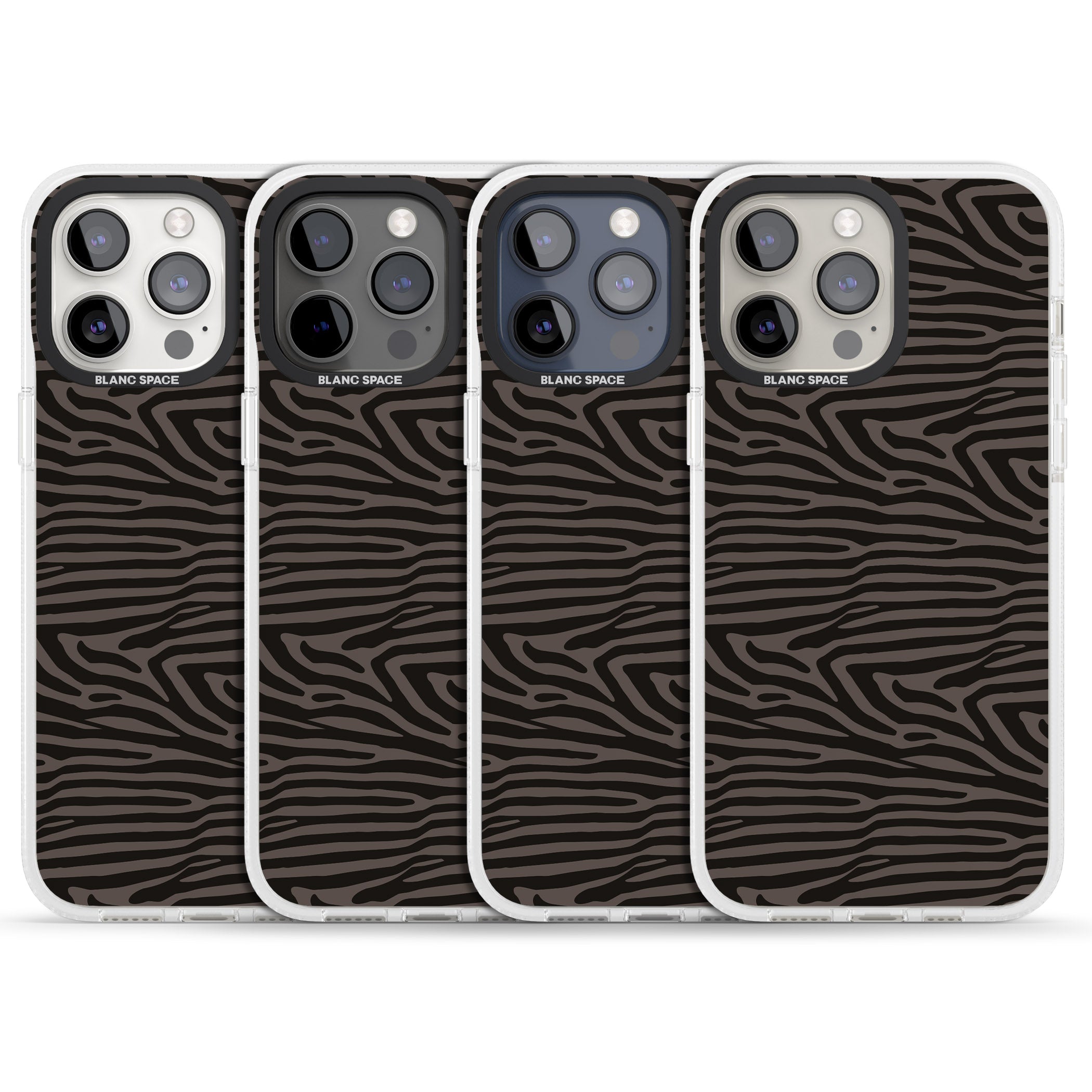 Dark Animal Print Pattern Zebra iPhone 15 Pro Max / 15 Pro / 14 Pro Max / 14 Pro / 13 Pro Clear Case Impact Air - Blanc Space
