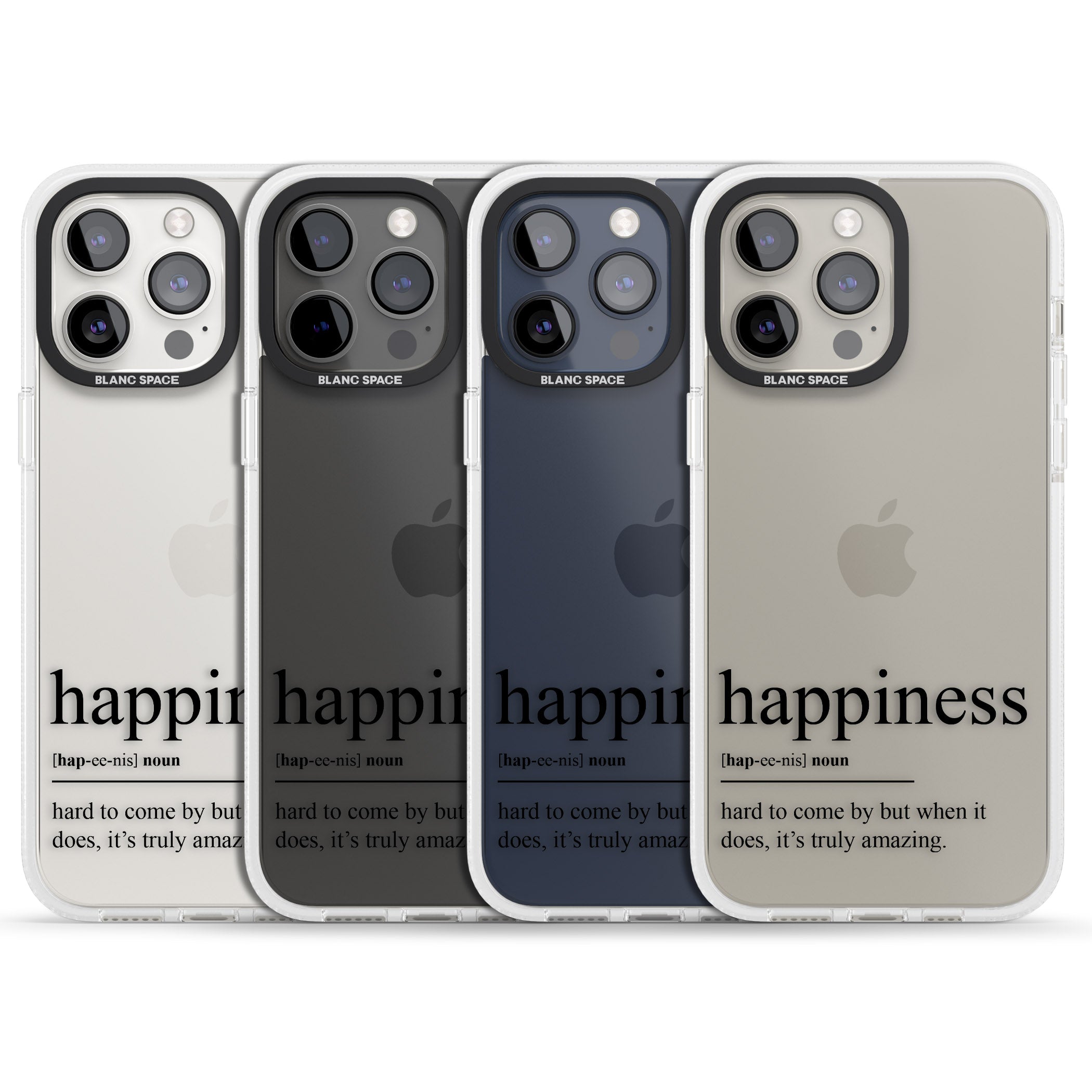 Happiness iPhone 15 Pro Max / 15 Pro / 14 Pro Max / 14 Pro / 13 Pro Clear Case Impact Air - Blanc Space