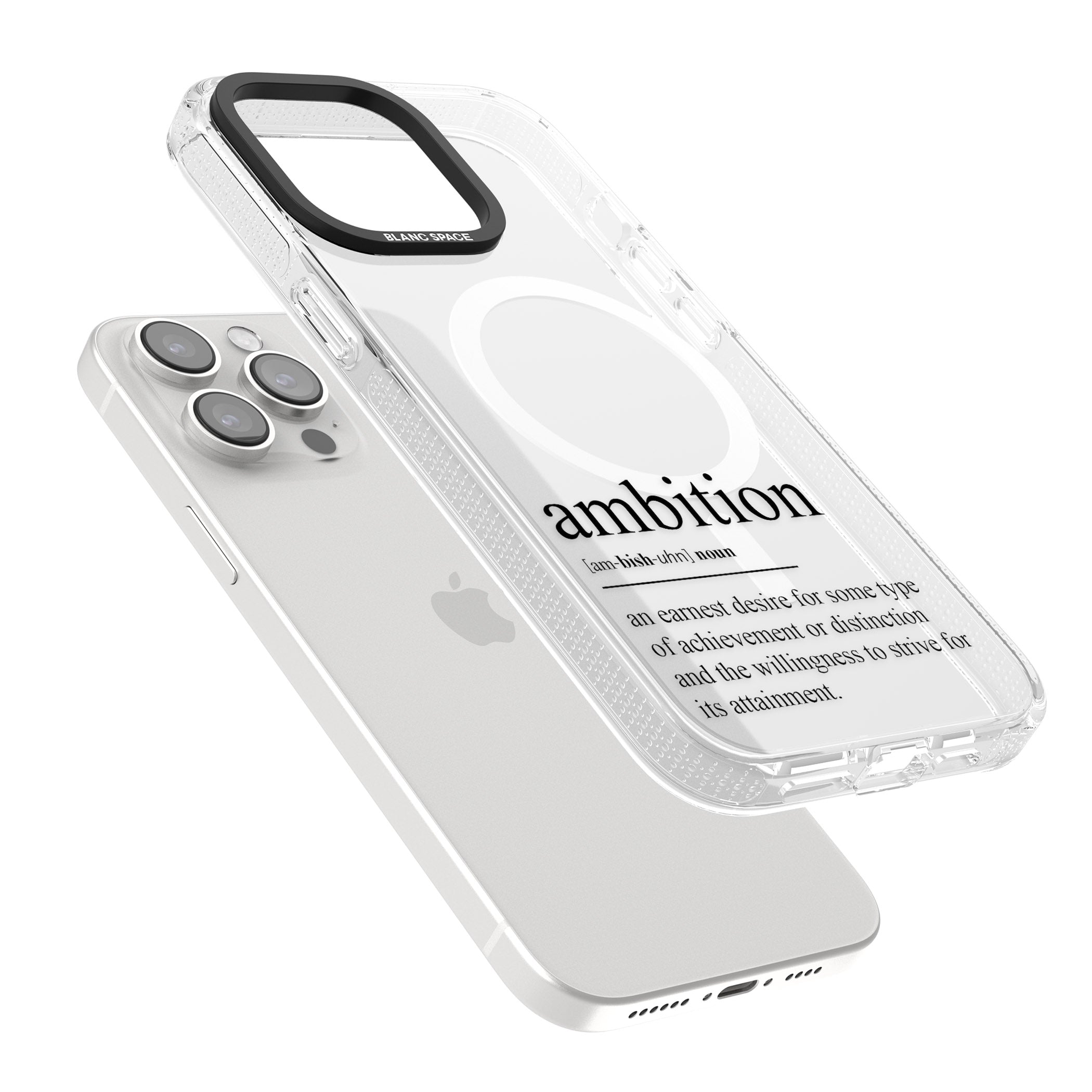 Ambition iPhone 15 Pro Max / 15 Pro / 14 Pro Max / 14 Pro / 13 Pro Clear Case Impact Air - Blanc Space