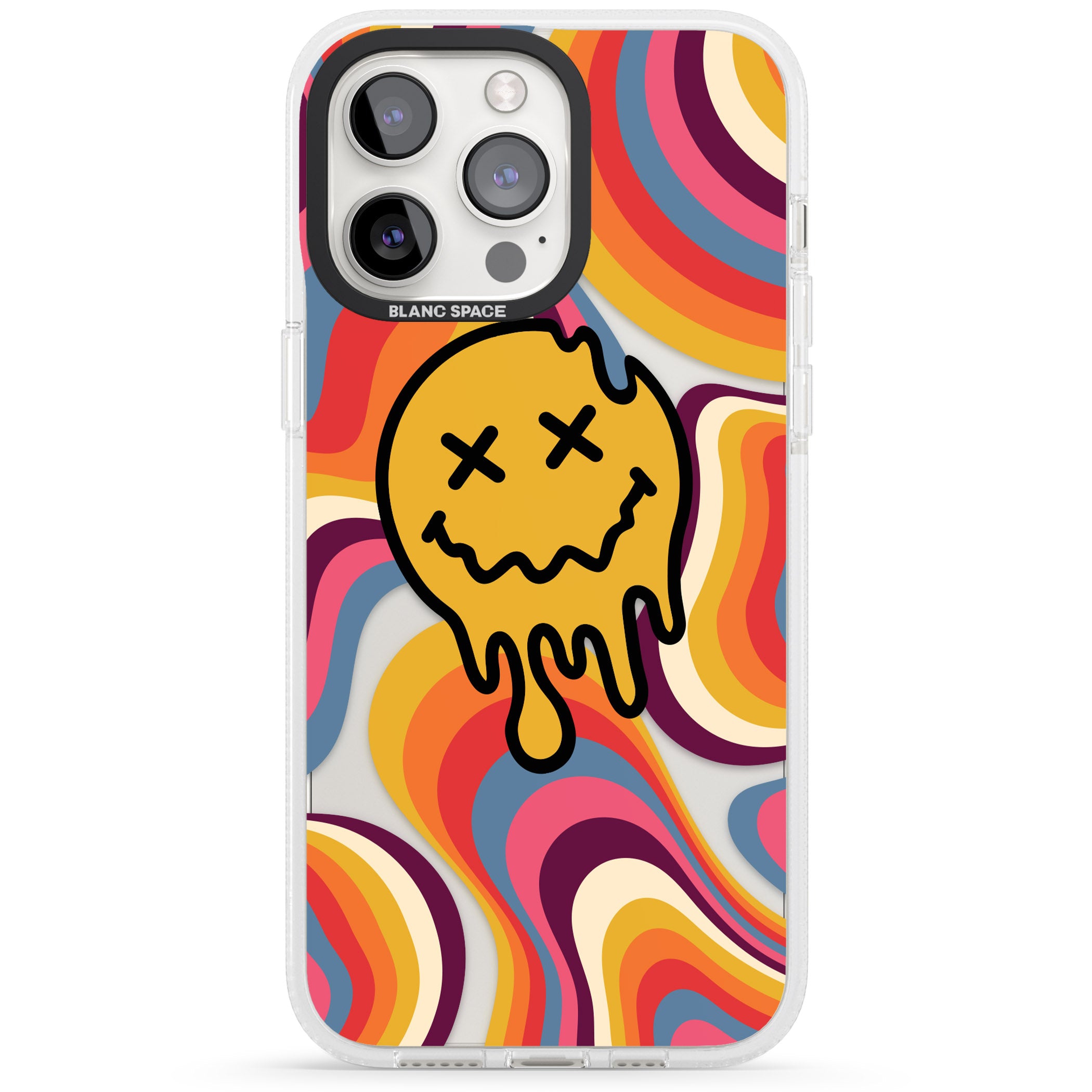 Trippy Face Melt iPhone 15 Pro Max / 15 Pro / 14 Pro Max / 14 Pro / 13 Pro Clear Case Impact Air - Blanc Space