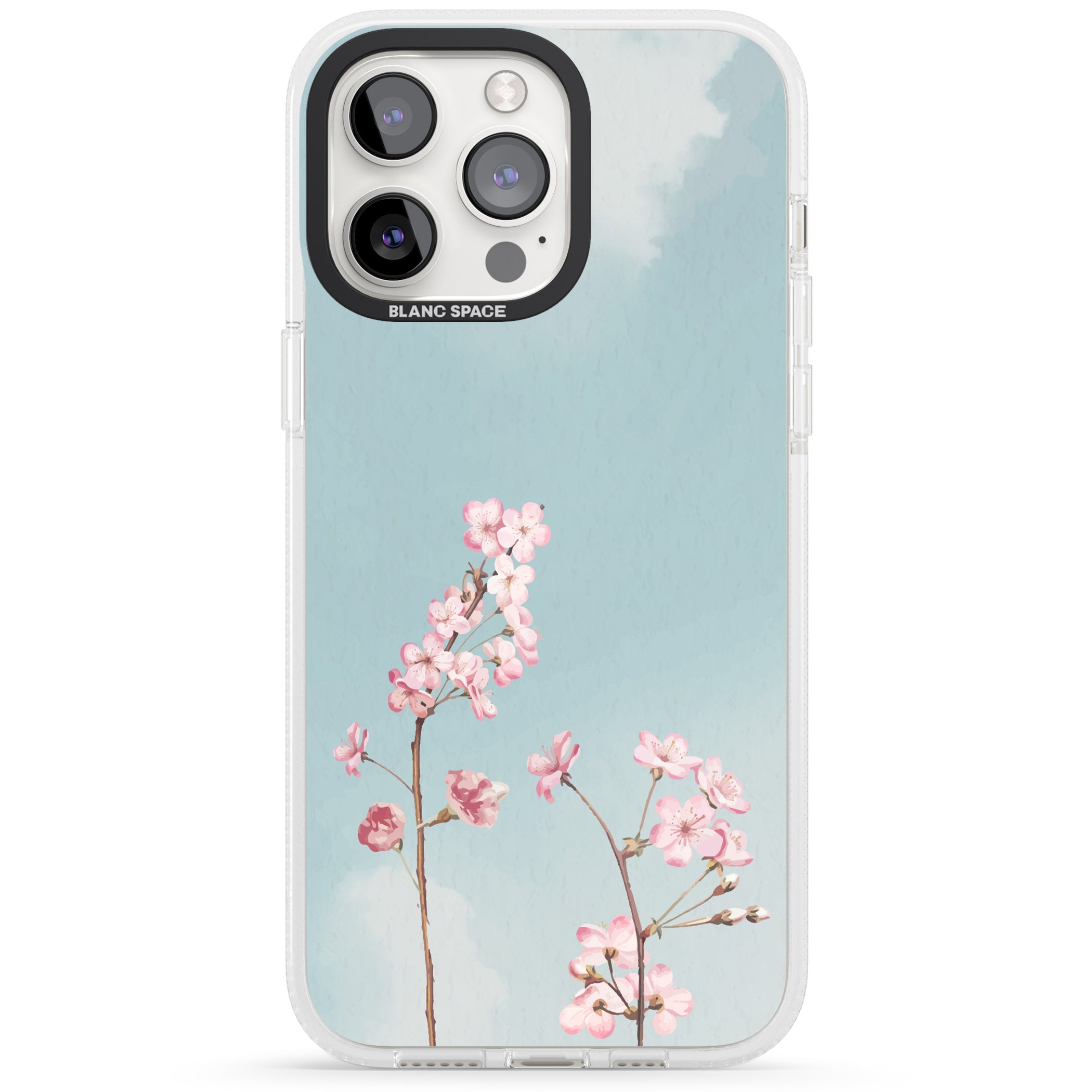 Blossom Flower Sky iPhone 15 Pro Max / 15 Pro / 14 Pro Max / 14 Pro / 13 Pro Clear Case Impact Air - Blanc Space