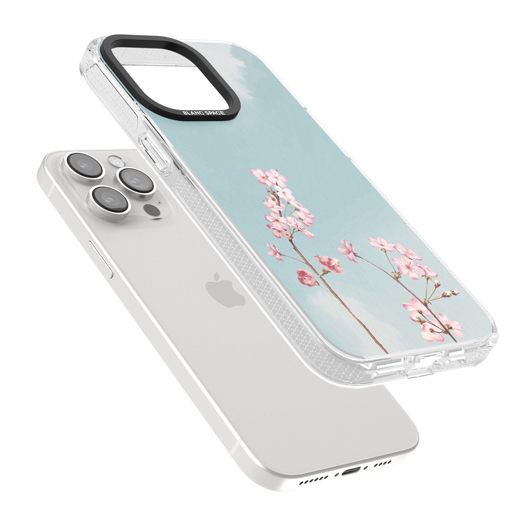 Blossom Flower Sky iPhone 15 Pro Max / 15 Pro / 14 Pro Max / 14 Pro / 13 Pro Clear Case Impact Air - Blanc Space