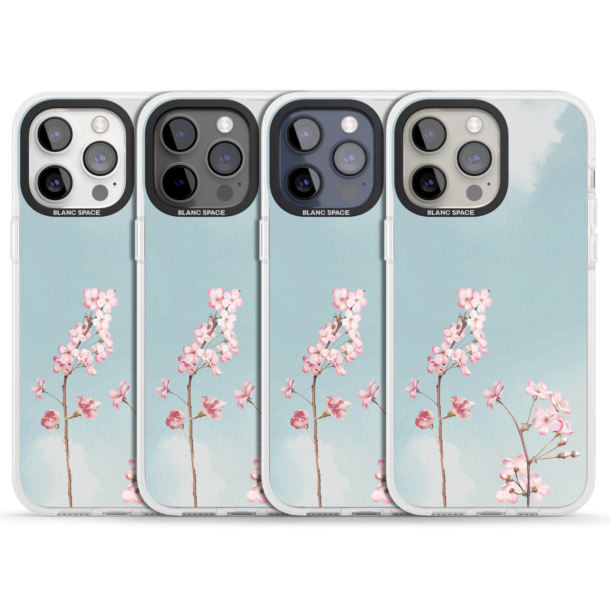 Blossom Flower Sky iPhone 15 Pro Max / 15 Pro / 14 Pro Max / 14 Pro / 13 Pro Clear Case Impact Air - Blanc Space
