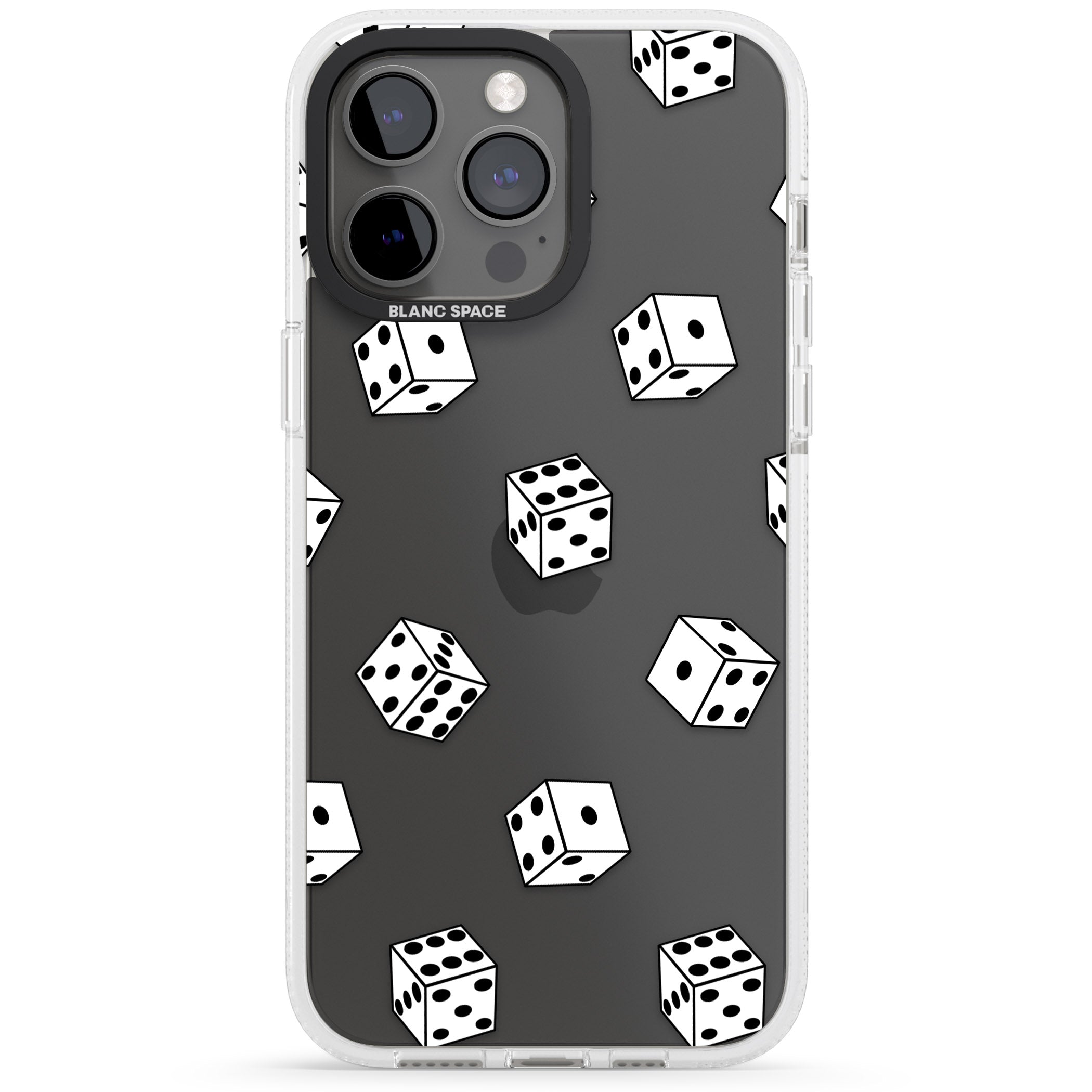 Clear Dice Pattern iPhone 15 Pro Max / 15 Pro / 14 Pro Max / 14 Pro / 13 Pro Clear Case Impact Air - Blanc Space