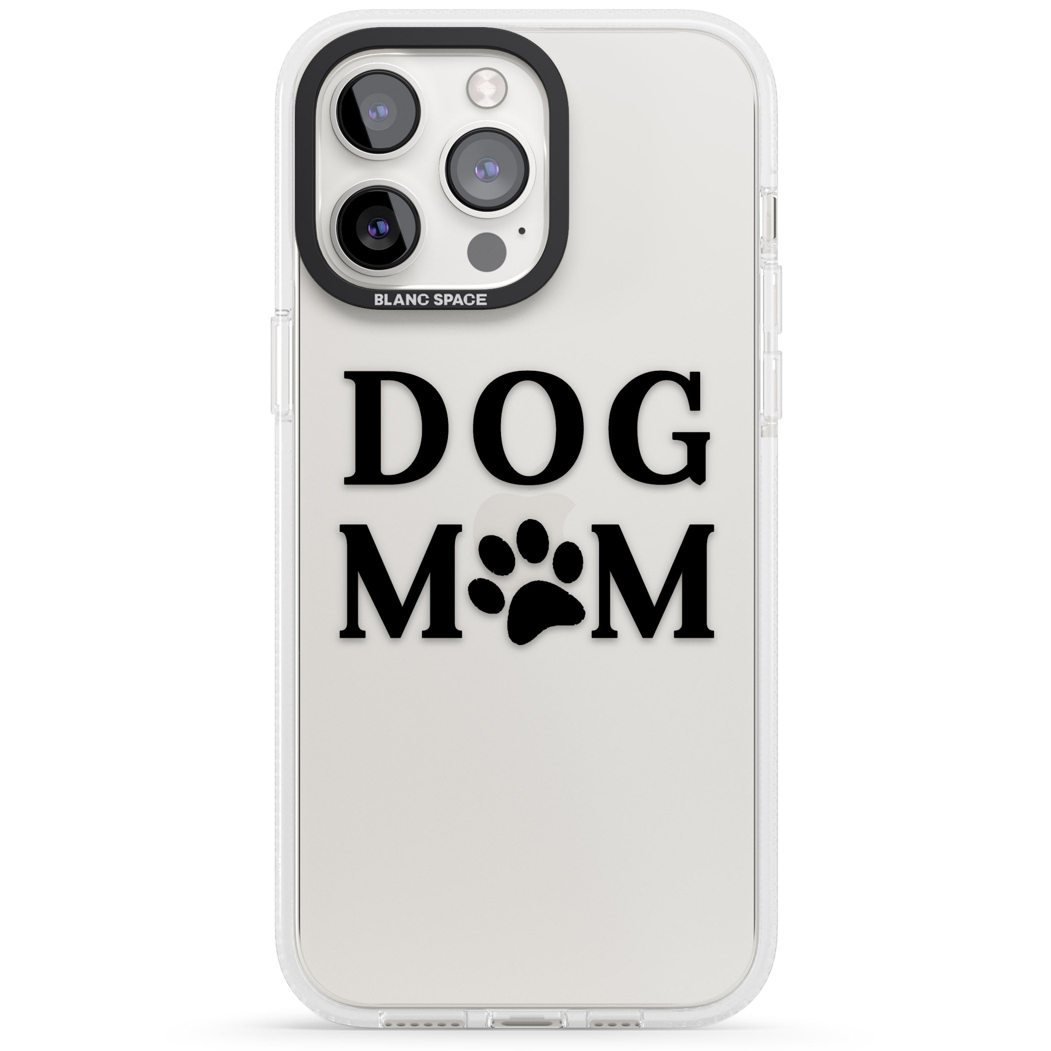Dog Mom Paw Print iPhone 15 Pro Max / 15 Pro / 14 Pro Max / 14 Pro / 13 Pro Clear Case Impact Air - Blanc Space