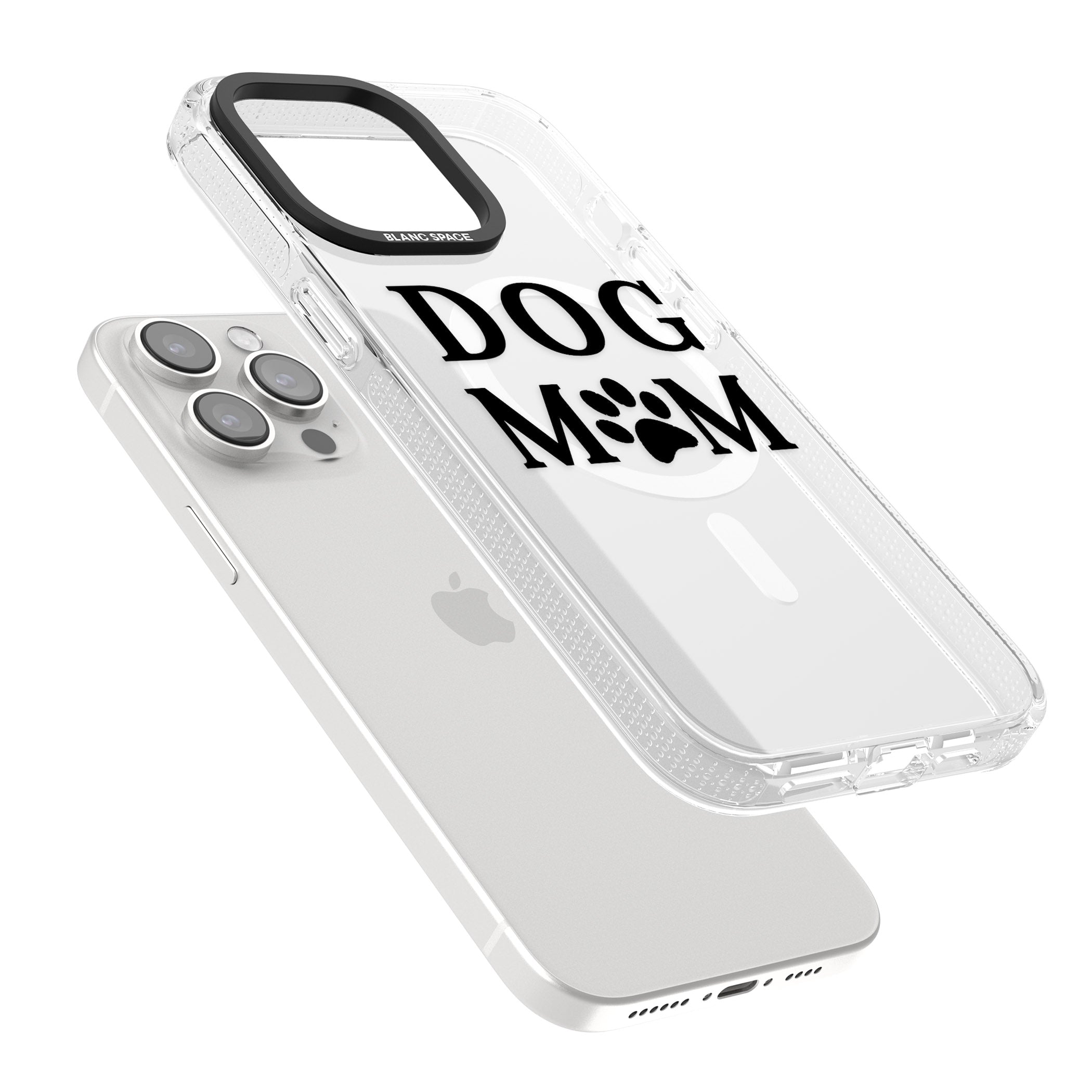 Dog Mom Paw Print iPhone 15 Pro Max / 15 Pro / 14 Pro Max / 14 Pro / 13 Pro Clear Case Impact Air - Blanc Space