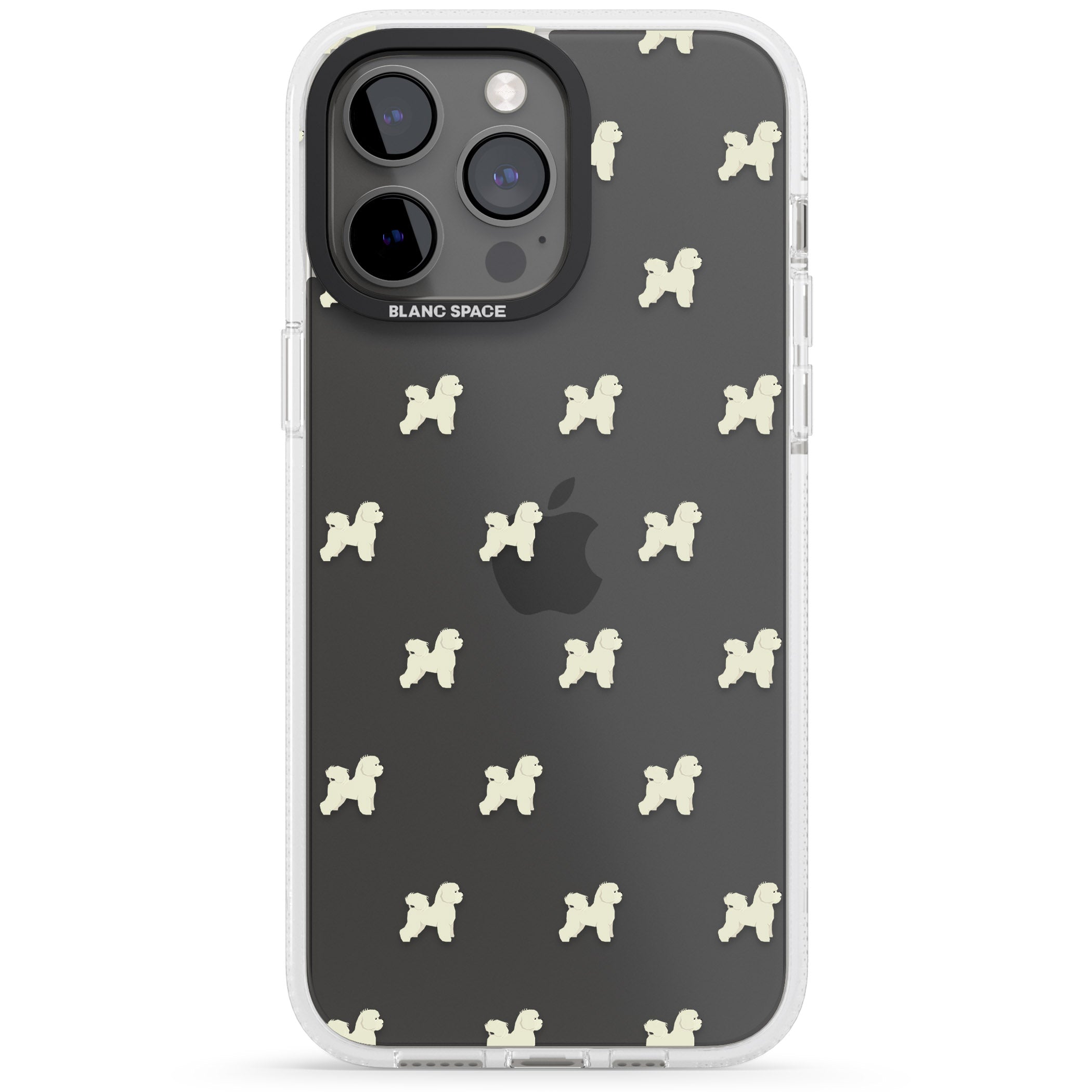 Bichon Frise Dog Pattern Clear iPhone 15 Pro Max / 15 Pro / 14 Pro Max / 14 Pro / 13 Pro Clear Case Impact Air - Blanc Space