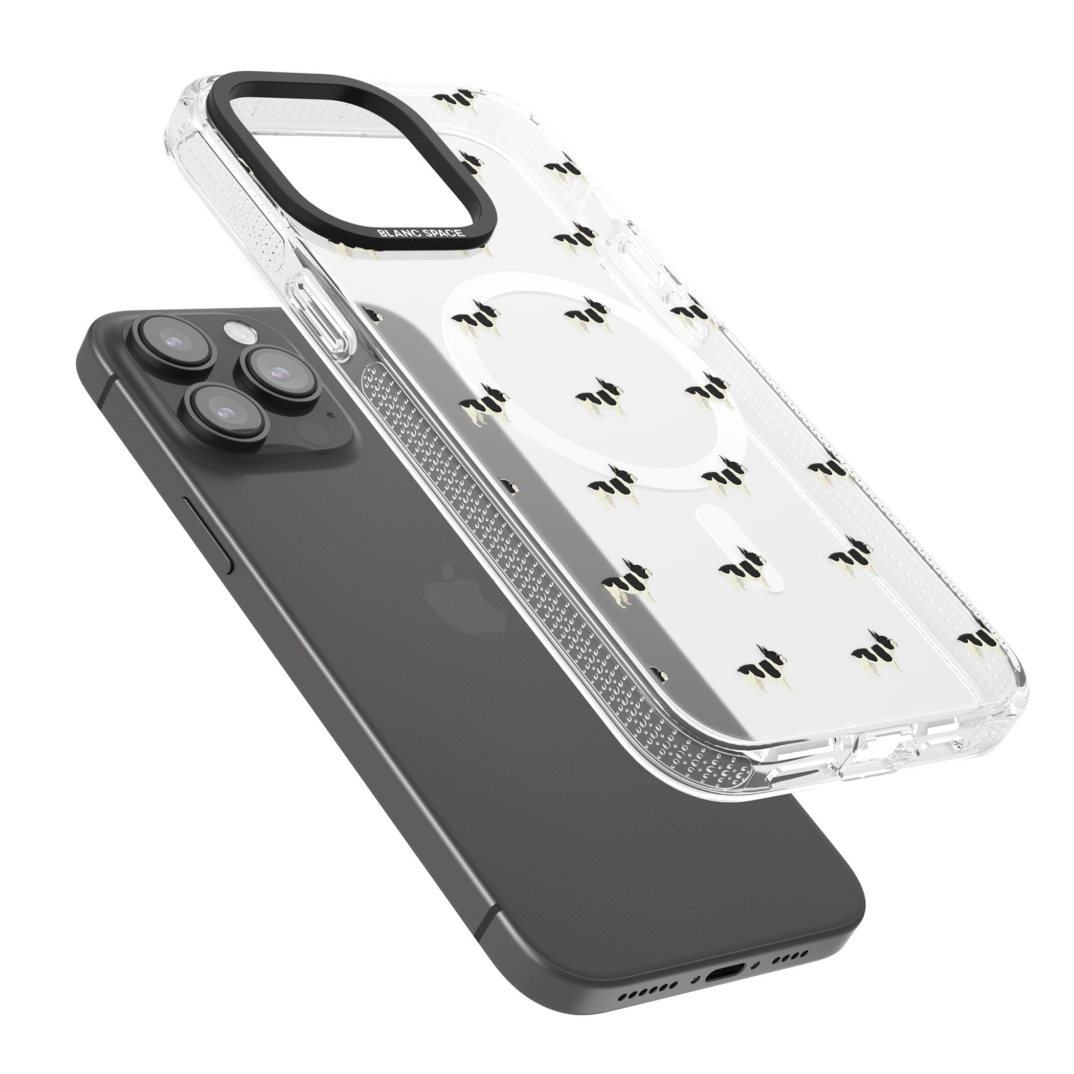French Bulldog Dog Pattern Clear iPhone 15 Pro Max / 15 Pro / 14 Pro Max / 14 Pro / 13 Pro Clear Case Impact Air - Blanc Space