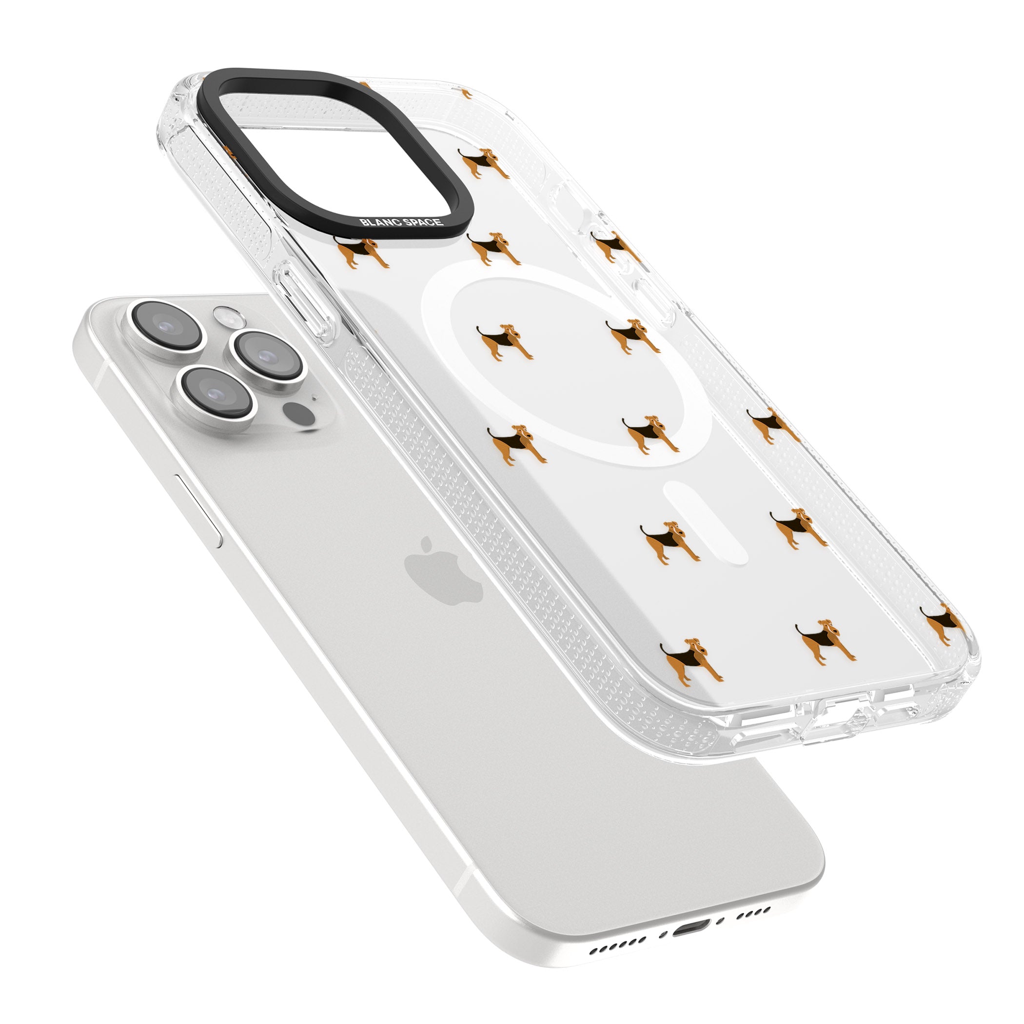 Airedale Terrier Dog Pattern Clear iPhone 15 Pro Max / 15 Pro / 14 Pro Max / 14 Pro / 13 Pro Clear Case Impact Air - Blanc Space