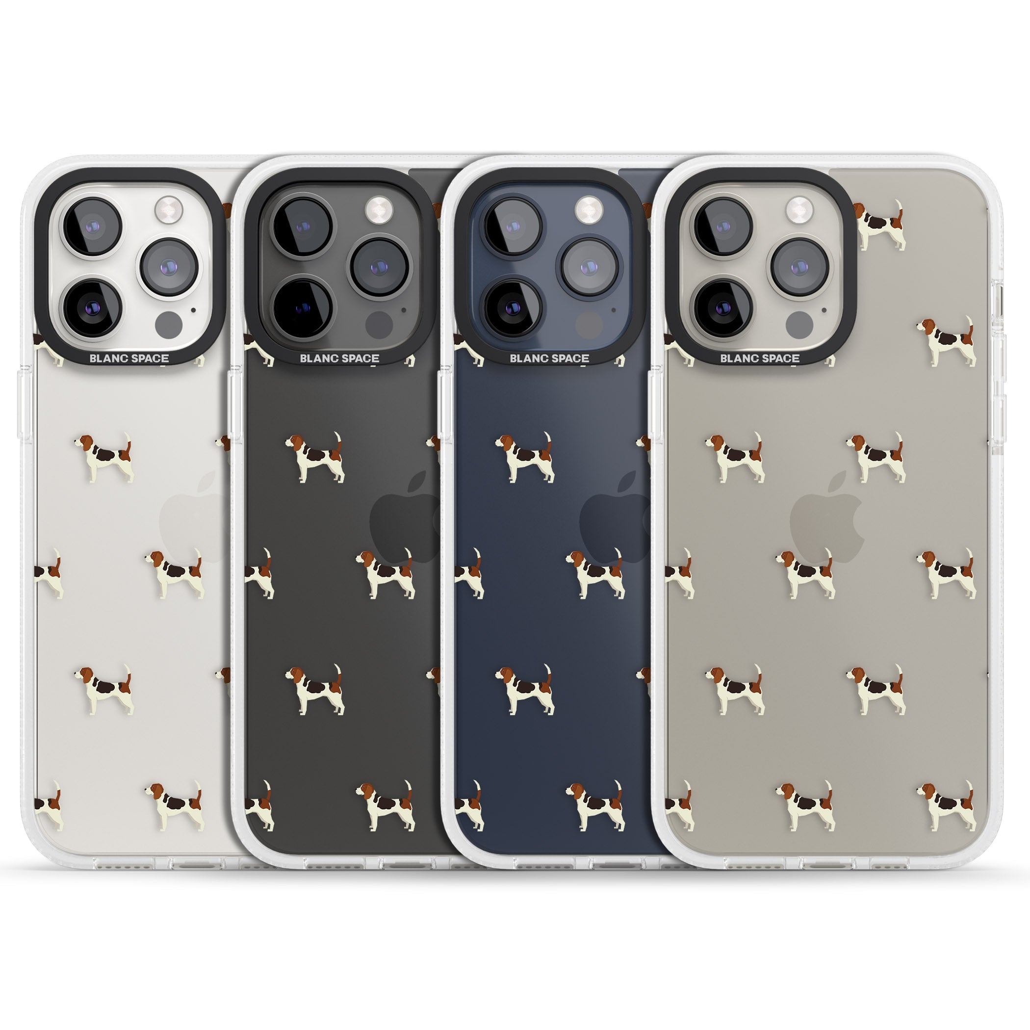 Beagle Dog Pattern Clear iPhone 15 Pro Max / 15 Pro / 14 Pro Max / 14 Pro / 13 Pro Clear Case Impact Air - Blanc Space