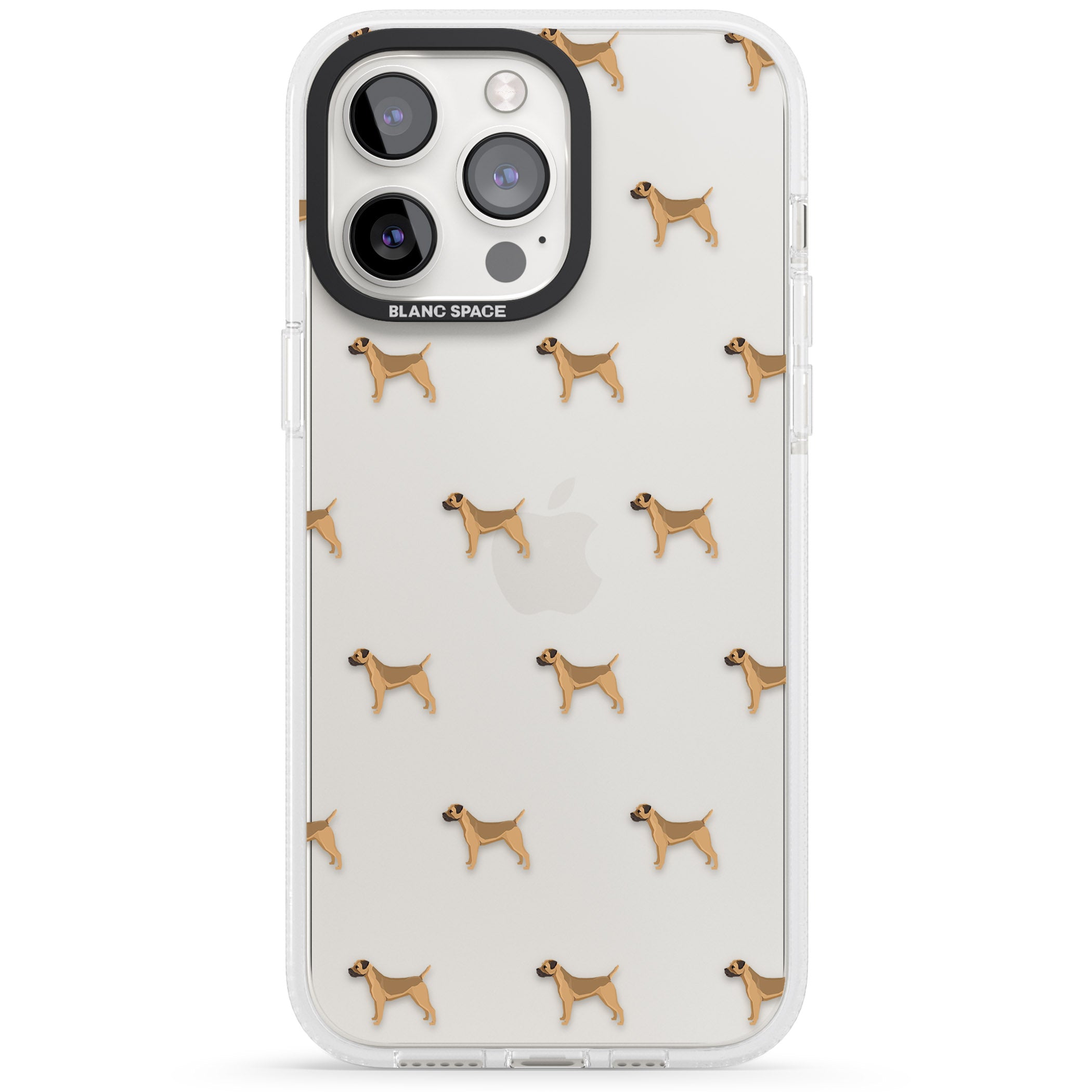 Border Terrier Dog Pattern Clear iPhone 15 Pro Max / 15 Pro / 14 Pro Max / 14 Pro / 13 Pro Clear Case Impact Air - Blanc Space