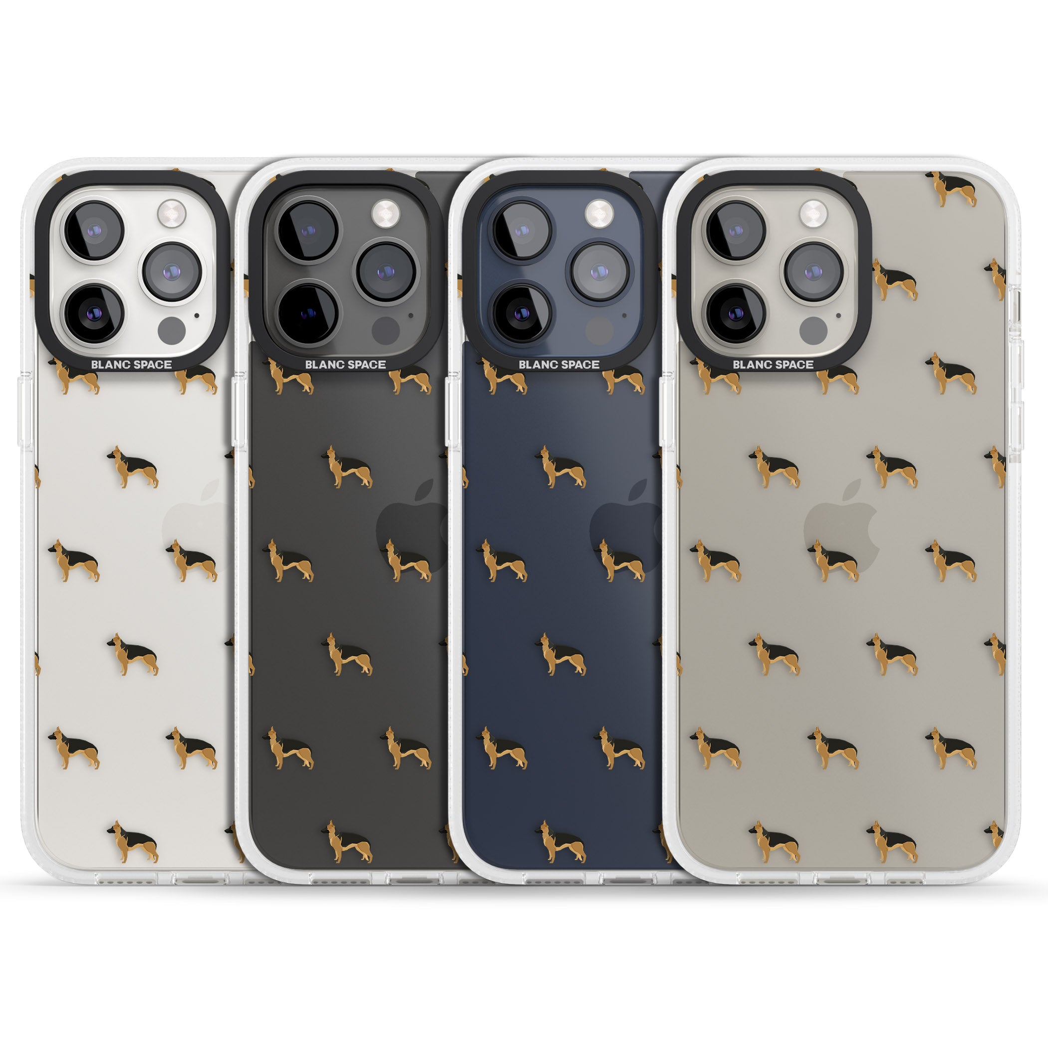 German Sherpard Dog Pattern Clear iPhone 15 Pro Max / 15 Pro / 14 Pro Max / 14 Pro / 13 Pro Clear Case Impact Air - Blanc Space