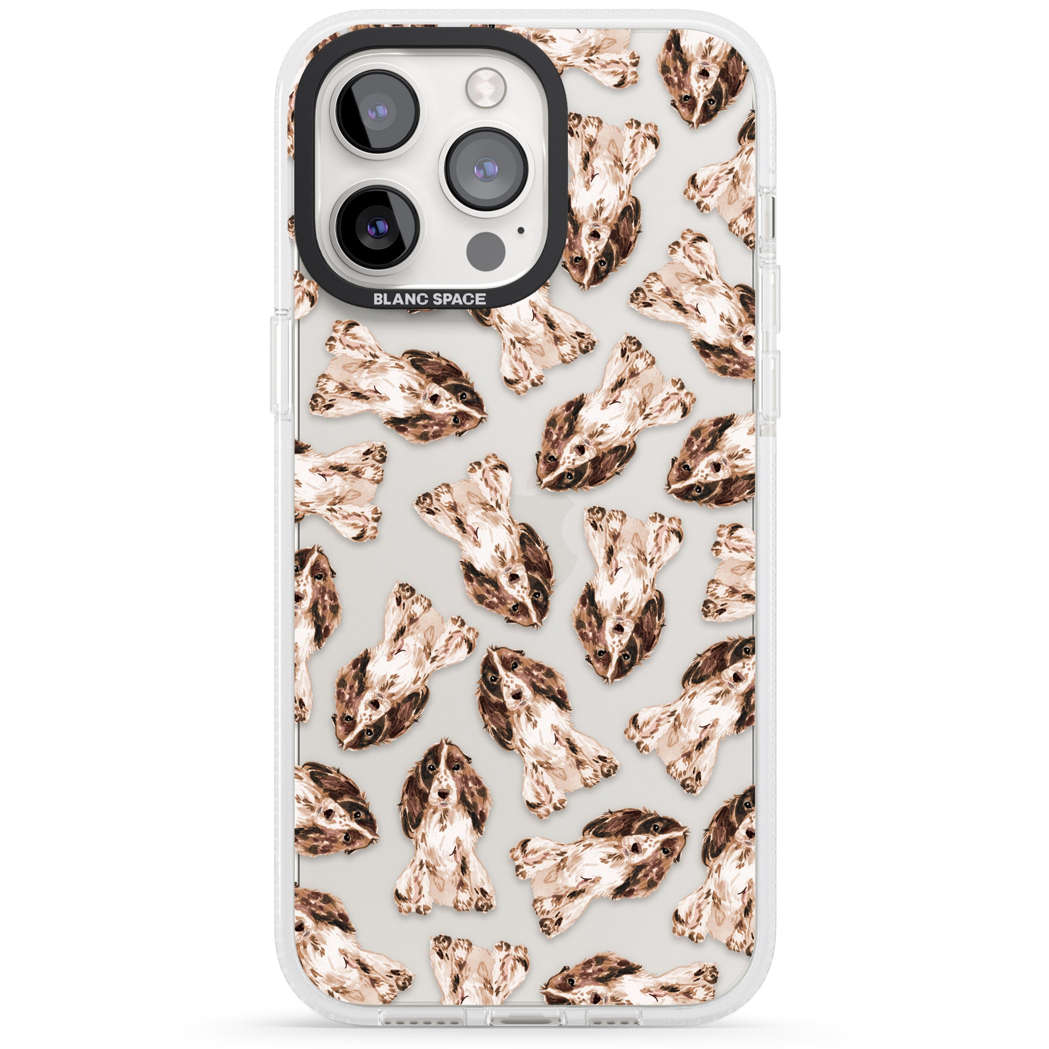 Cocker Spaniel (Brown) Watercolour Dog Pattern iPhone 15 Pro Max / 15 Pro / 14 Pro Max / 14 Pro / 13 Pro Clear Case Impact Air - Blanc Space